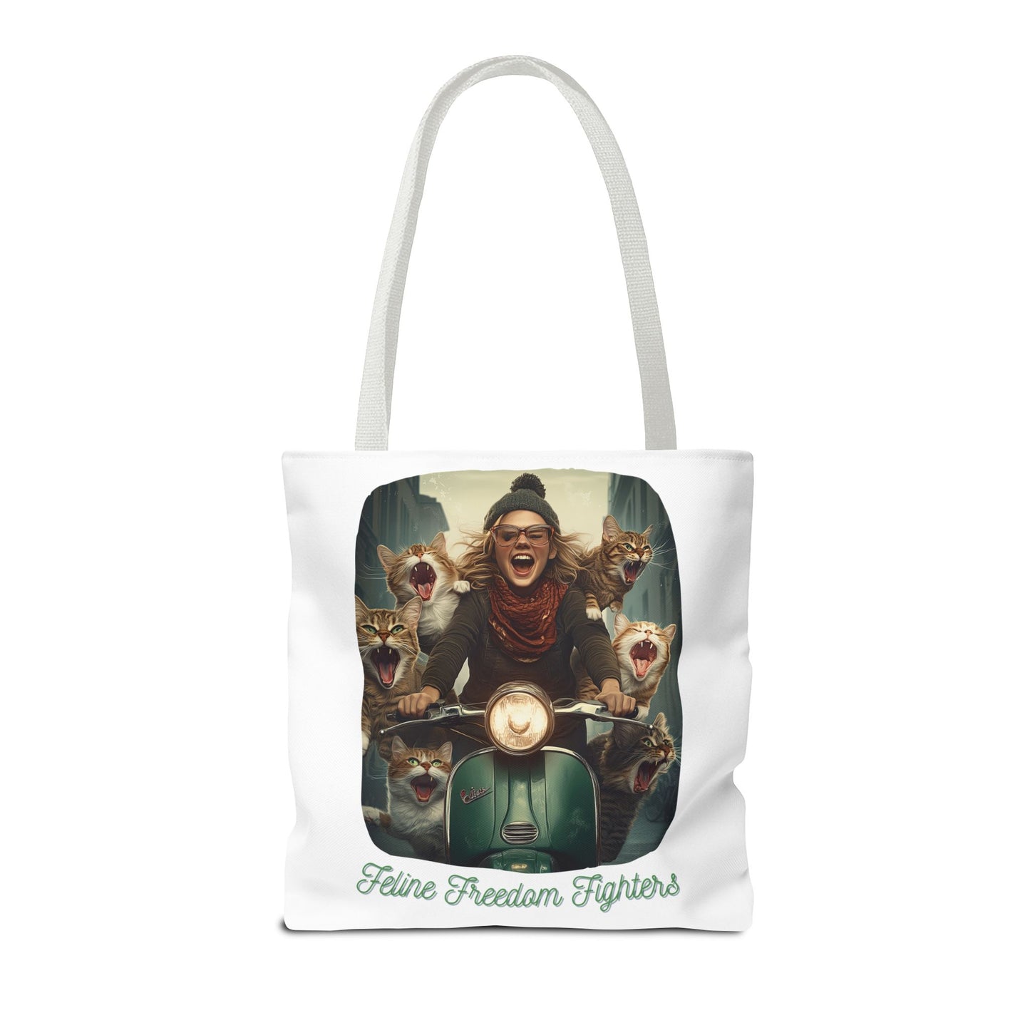 "Feline Freedom Fighters" Childless Cat Lady Tote Bag - Childless Cat Lady Tote Bag (AOP)