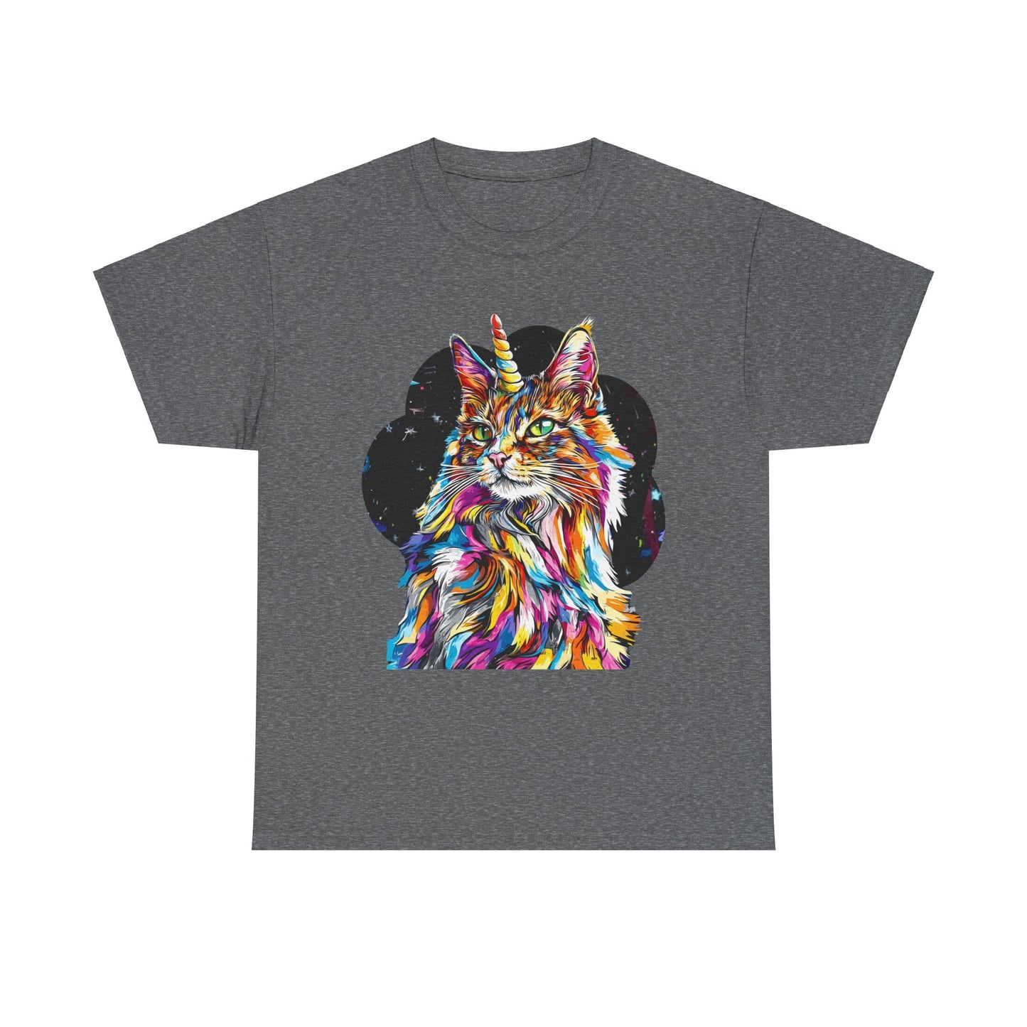 Sweet & Sassy Unicorn Cat Graphic Tee -  Cat Unicorn Mythical Creature Gift Unisex Heavy Cotton Tee T-Shirt