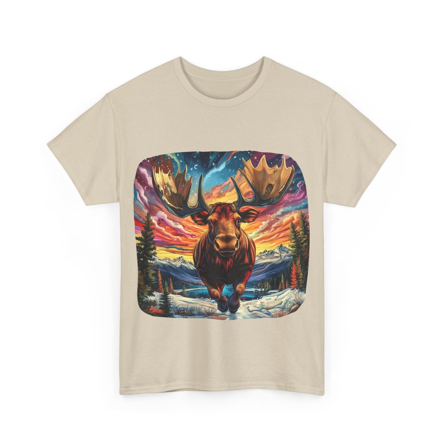 Romping Moose  - Vermont, Yukon, BC Moose - Moose Lover Unisex Heavy Cotton Tee T-Shirt