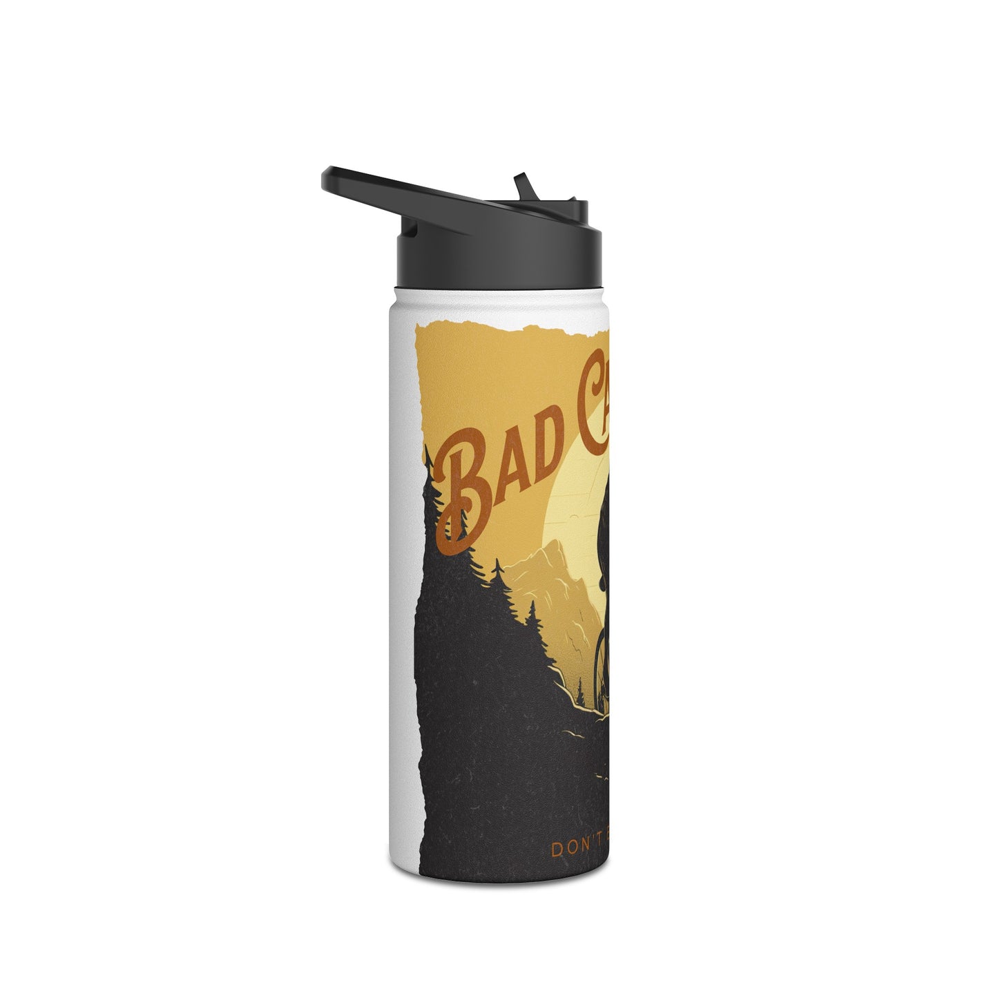 Cycling Bicycle Mountain Bike Cat Bad CatitudeStainless Steel Water Bottle, Standard Lid