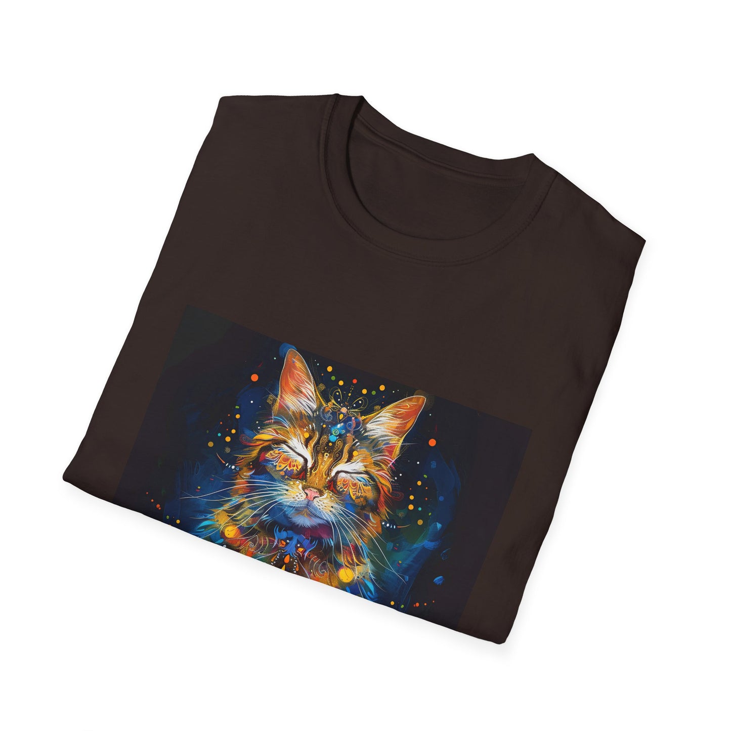 Meditating Cat Graphic Yoga Shirt, Cat Lover's Graphic Tee Graphic Unisex T- Shirt, T-Shirt Cat Lovers Gift  Softstyle T-Shirt Tee Teeshirt Stylized Cat