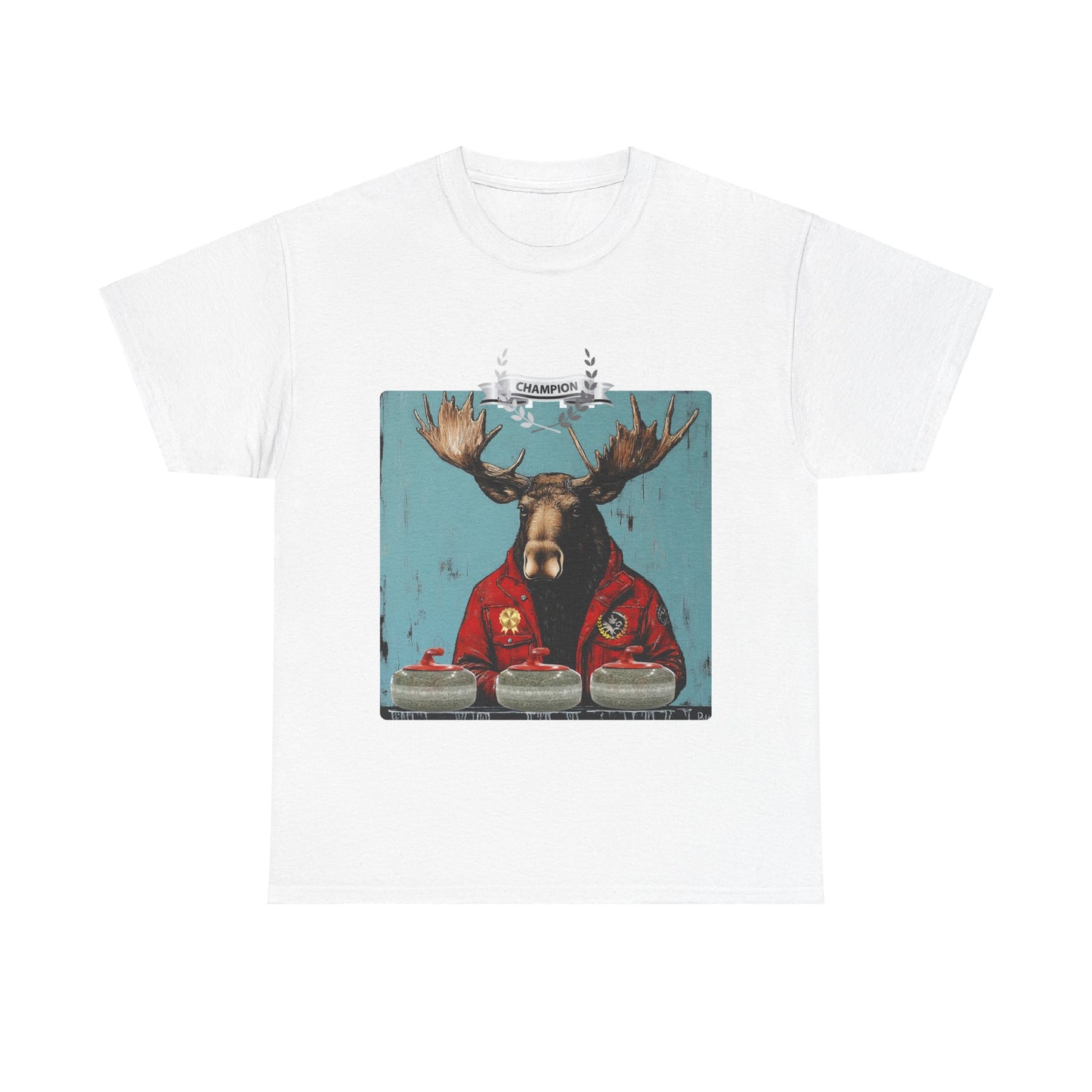 Moose Curling Champion V3- Moose Lover Unisex Heavy Cotton Tee T-Shirt