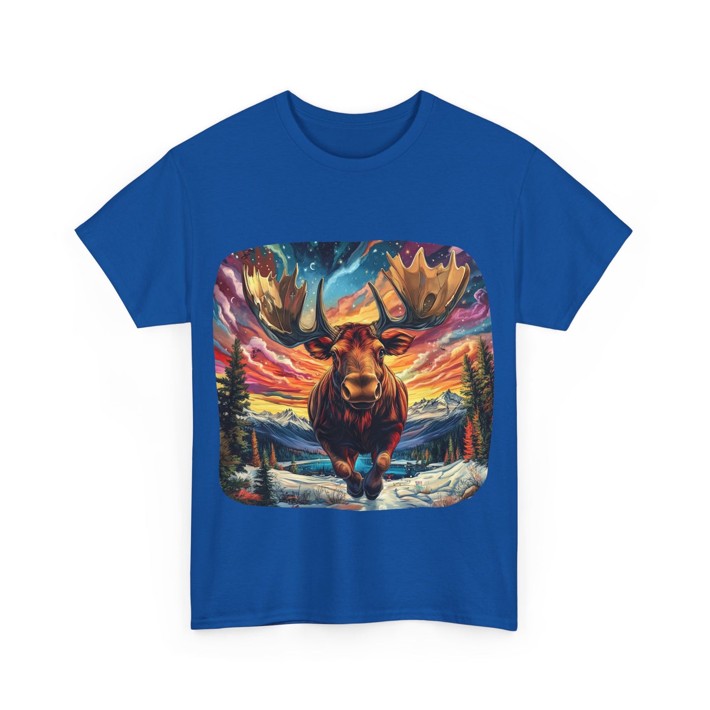 Romping Moose  - Vermont, Yukon, BC Moose - Moose Lover Unisex Heavy Cotton Tee T-Shirt