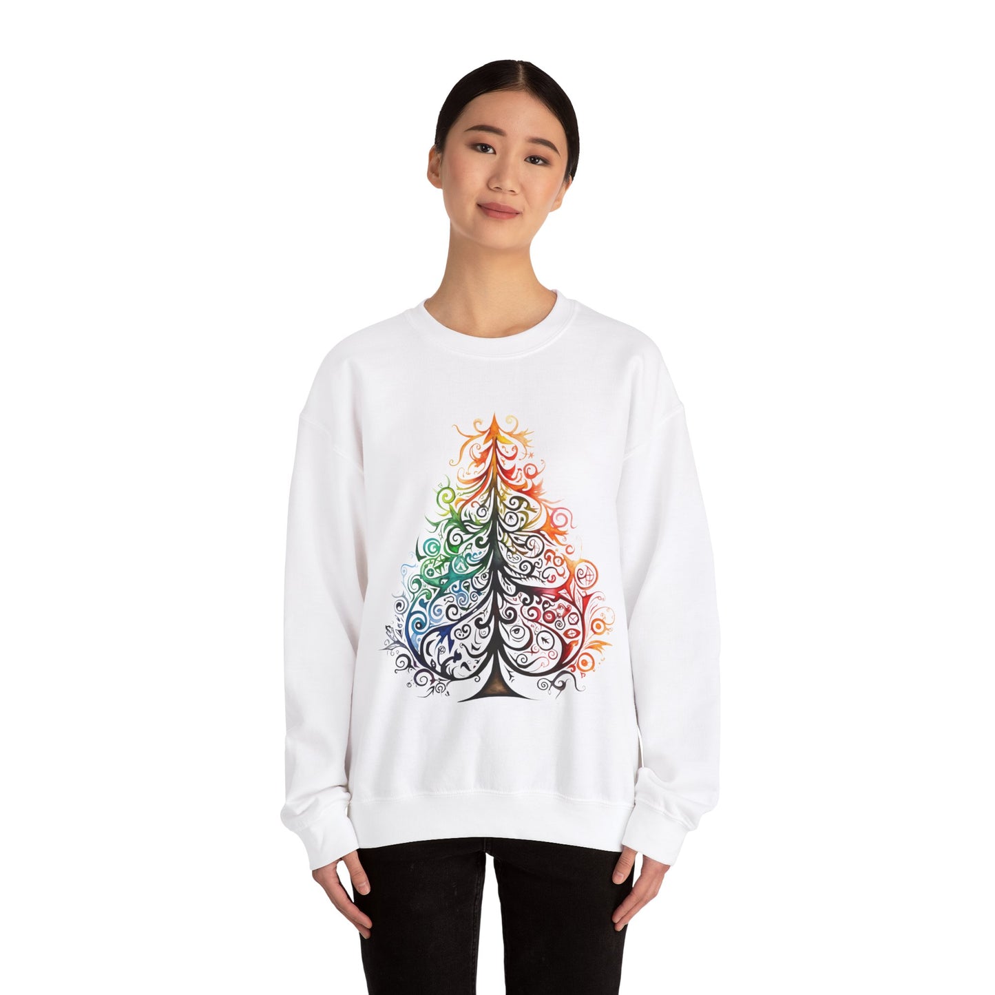 Rainbow, Exotic, Colorful Tribal Style Christmas Tree, Pride Colors Shirt Unisex Sweatshirt Sweat Shirt Gay Pride Gift