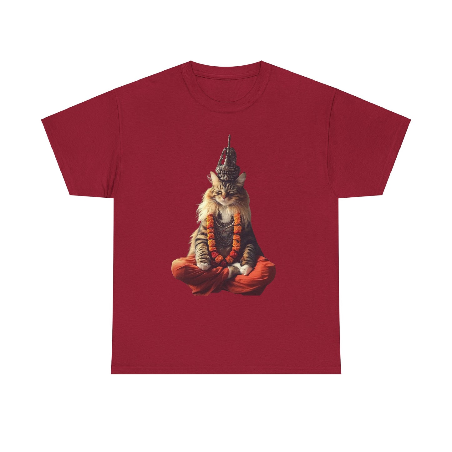 Meditating Yogi Cat, (V2) Guruji Cat, Cat Gift Unisex Heavy Cotton Tee T-Shirt