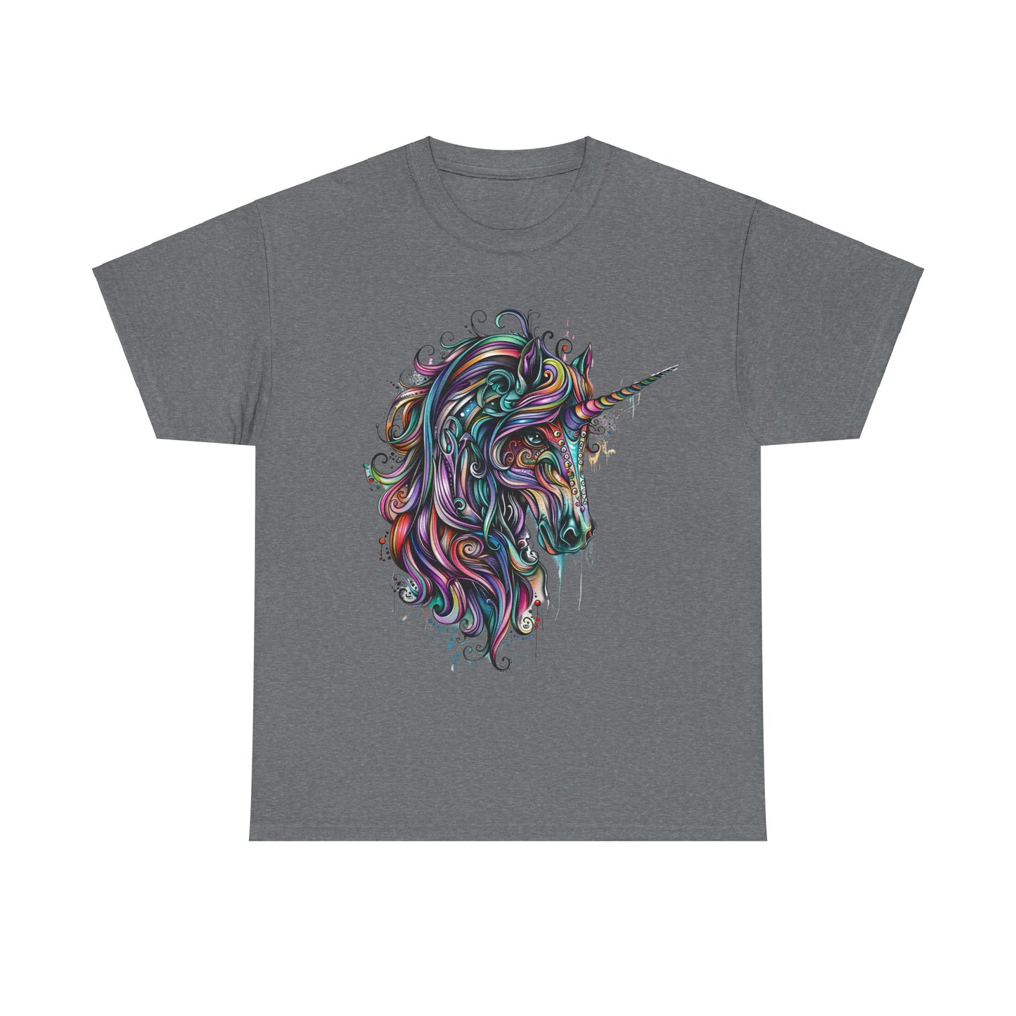 Dark Carousel Unicorn Head - Unicorn Lovers Graphic Tee Unisex Heavy Cotton Tee T-Shirt