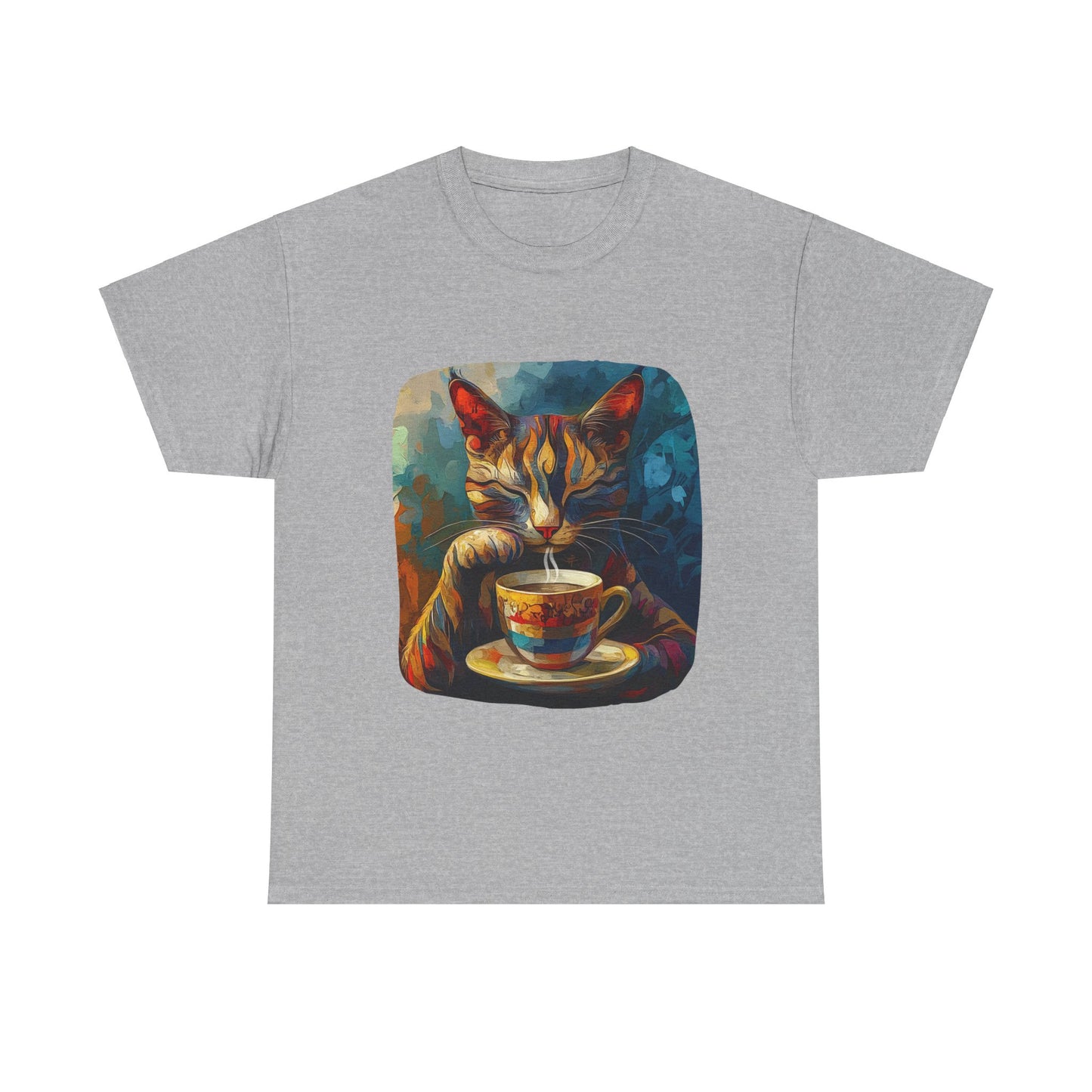 Coffee Cat - Cats and Coffee , Tea Shirt - T-shirt Coffee Lover   - Cat Lover Unisex Heavy Cotton Tee T-Shirt