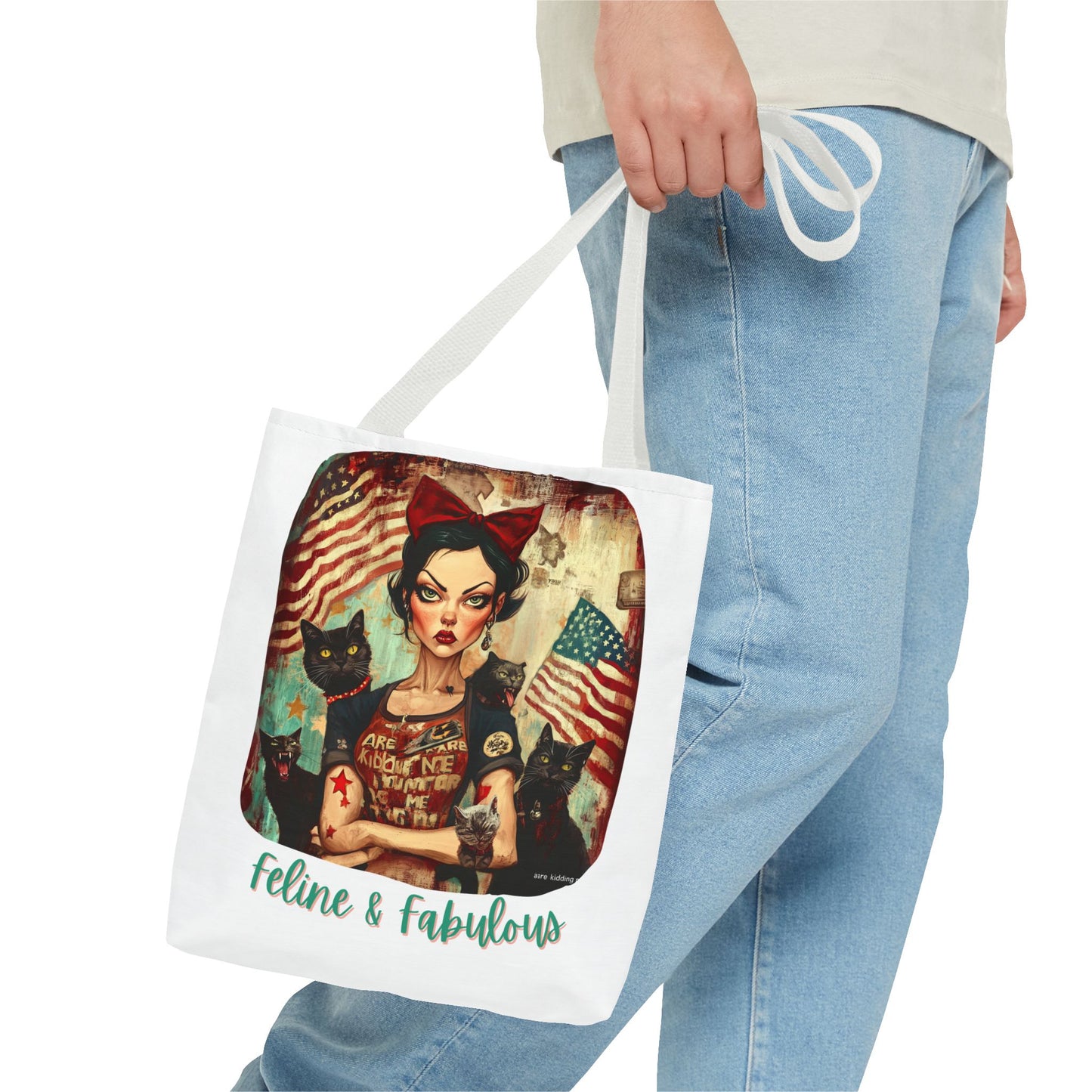 "Feline & Fabulous" Childless Cat Lady Bag -  Childless Cat Lady Tote Bag (AOP)