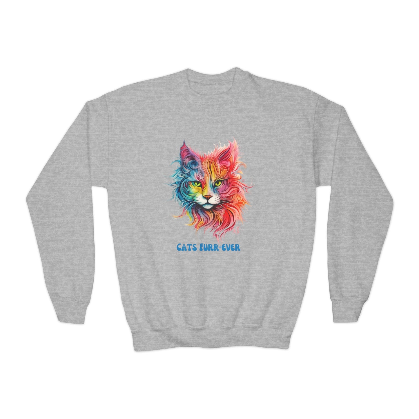 Cats Furr-Ever. Kids Cat Lovers, Kids, Girls, Boys Youth Crewneck Sweatshirt Magic  Fluffy Cat for Kids