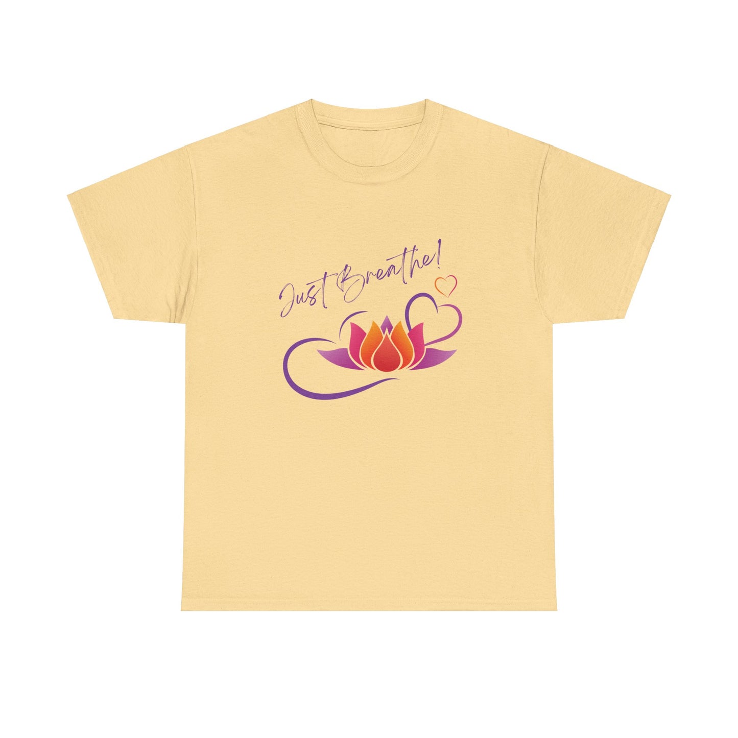 Just Breathe! Lotus Flower Hearts Tee shirt, Graphic Tees, Yoga Wear, Zen, Spiritual, Meditation Gifts Unisex Heavy Cotton  Graphic Tee T-Shirt