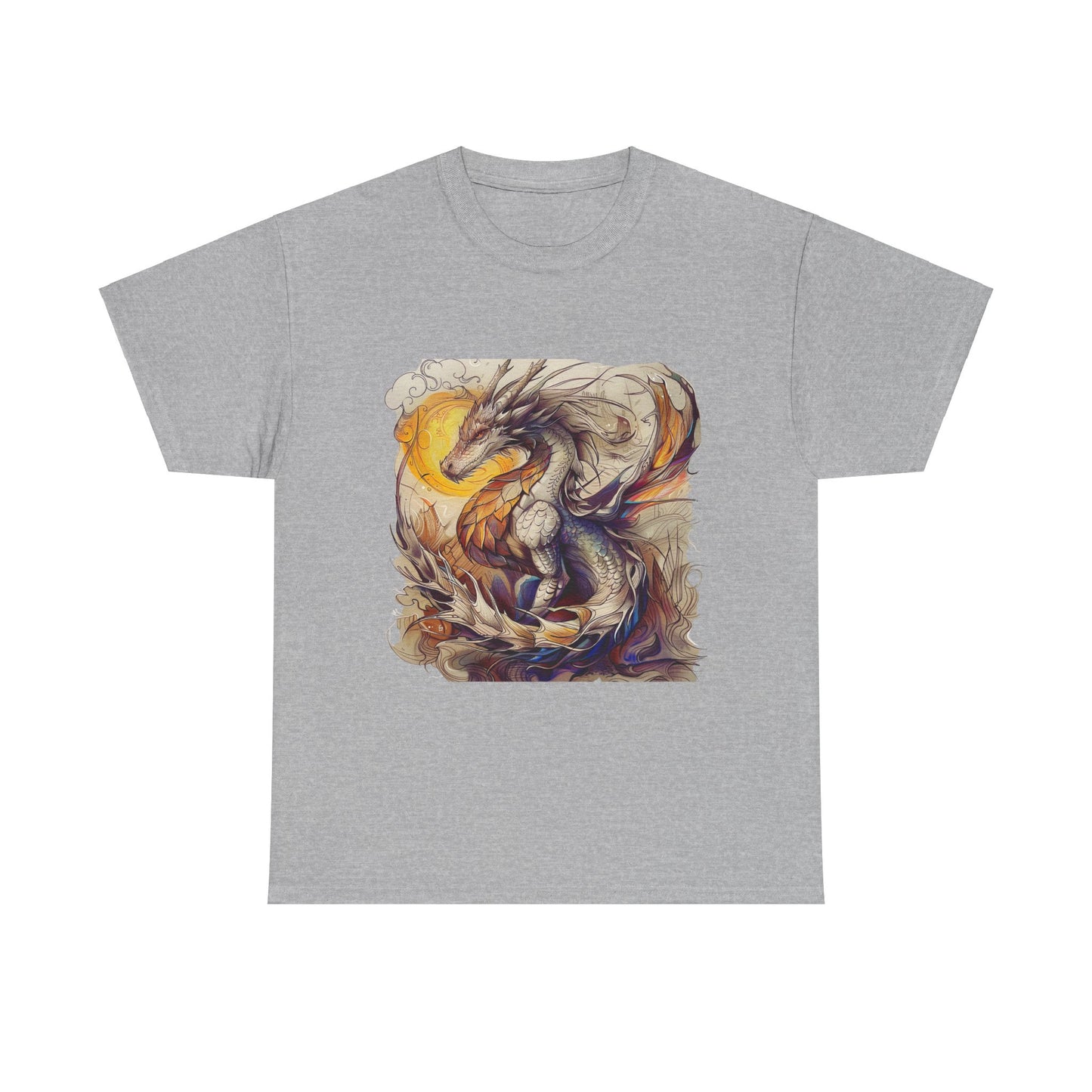 White Light Dragon Graphic Tee - Dragon T-shirt -  Dragon Lovers Unisex Heavy Cotton Tee T-Shirt