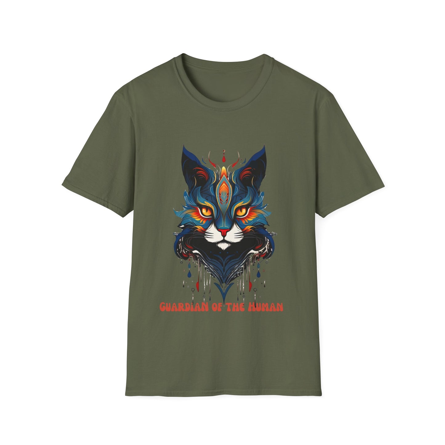 Guardian of the Human, Cat Lover's  Gift  Unisex Tee Shirt, T-Shirt Cat Lovers Gift Softstyle T-Shirt Tee Teeshirt Stylized Cat