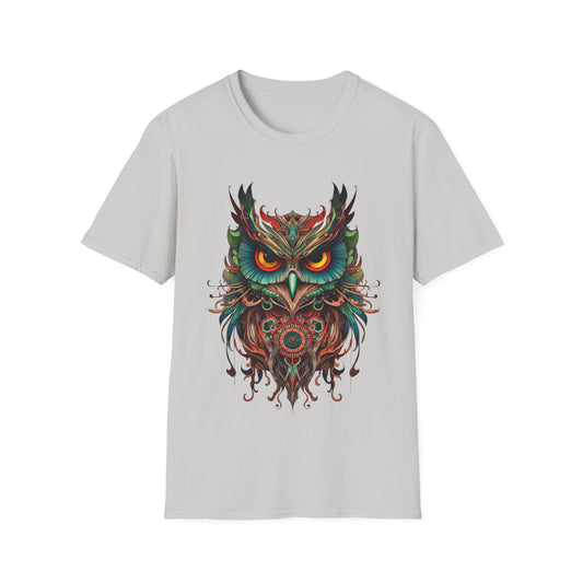 Jeweled Tone Owl, Owl Shirt, Barn Steampunk Owl   Unisex Tee Shirt, T-Shirt Softstyle T-Shirt Tee Teeshirt