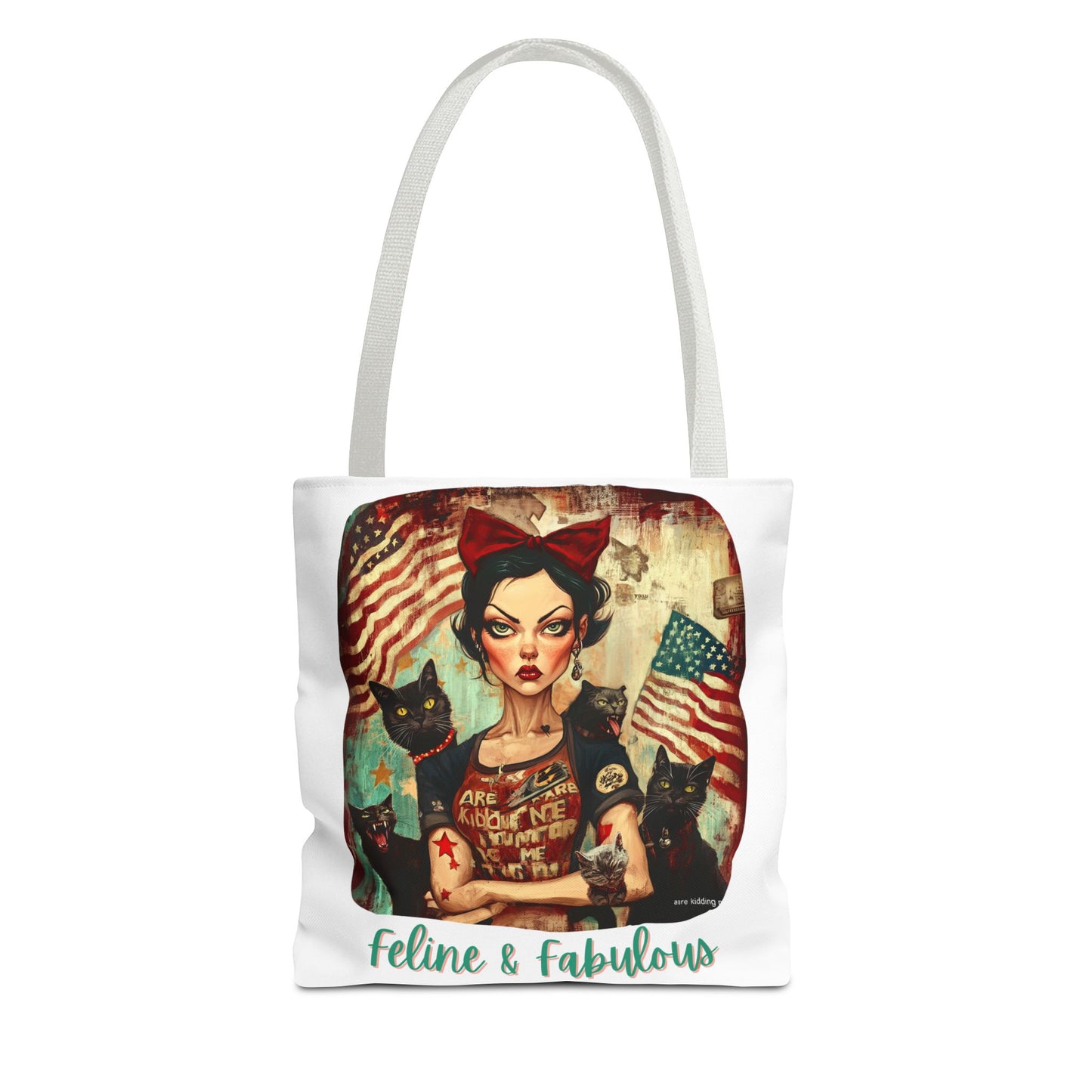 "Feline & Fabulous" Childless Cat Lady Bag -  Childless Cat Lady Tote Bag (AOP)