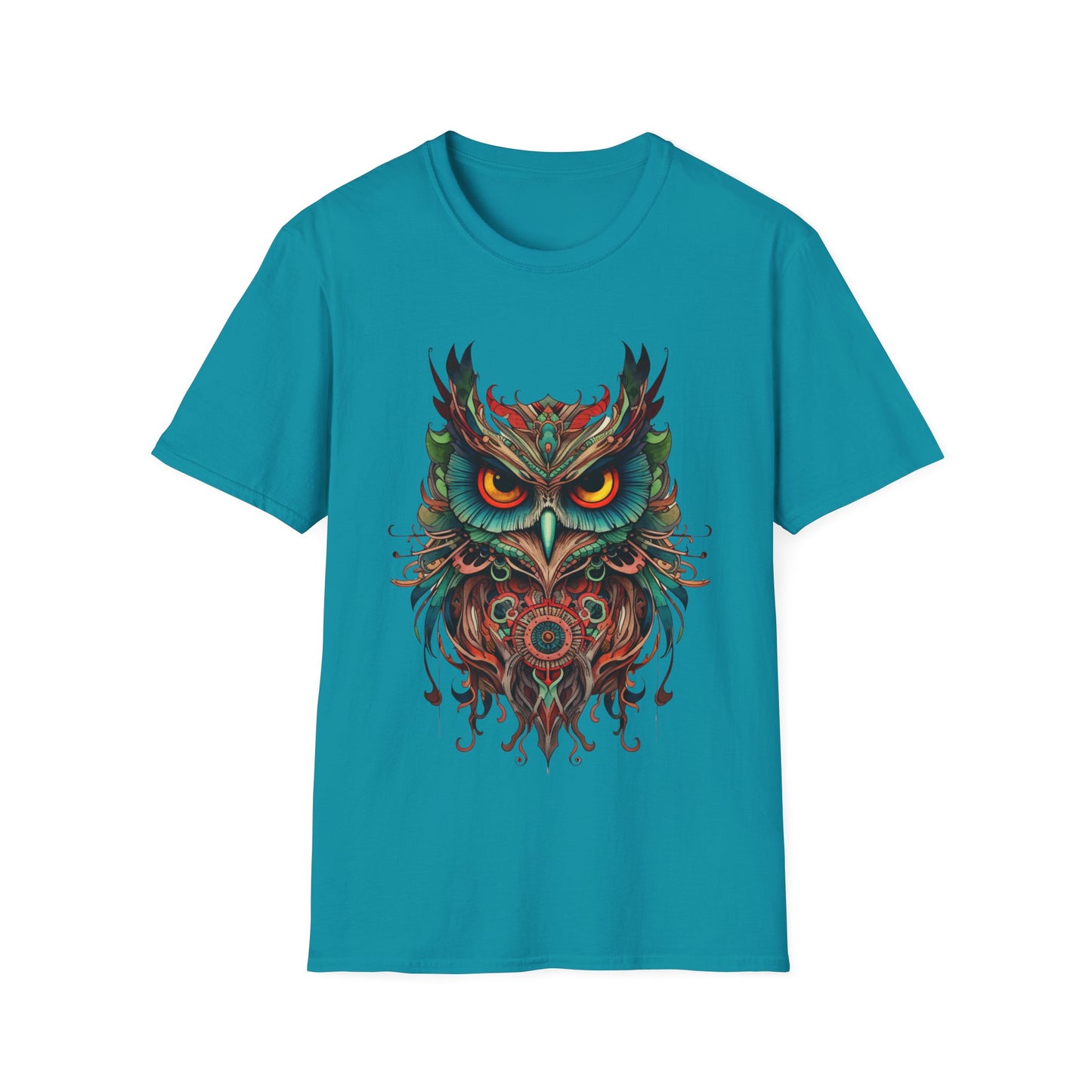 Jeweled Tone Owl, Owl Shirt, Barn Steampunk Owl   Unisex Tee Shirt, T-Shirt Softstyle T-Shirt Tee Teeshirt