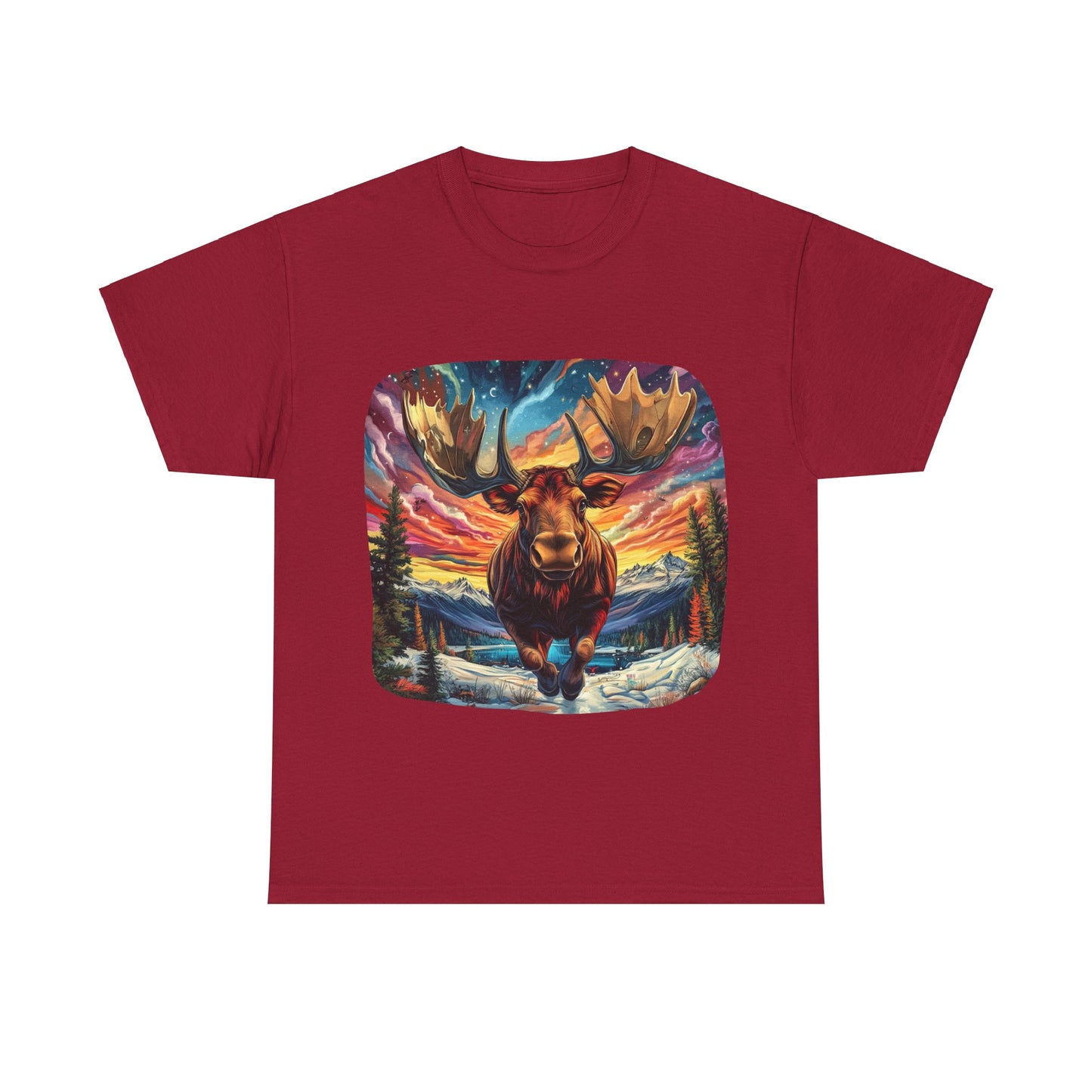 Romping Moose  - Vermont, Yukon, BC Moose - Moose Lover Unisex Heavy Cotton Tee T-Shirt