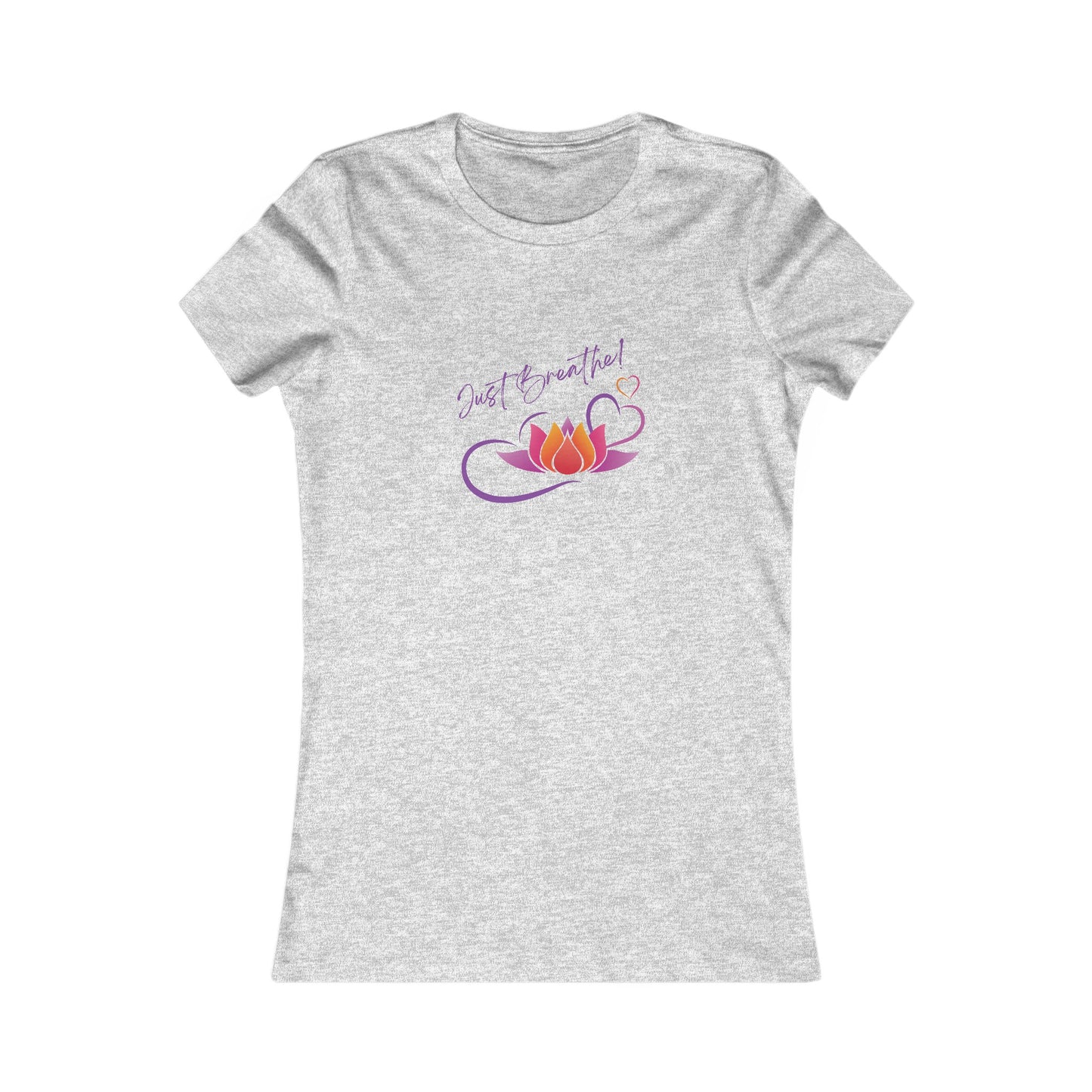 Just Breathe! Lotus Flower Hearts Yoga Tank Top Meditation Shirt, Yoga Tees, Yoga Graphic T-shirt, Ladies Cut Graphic Tees