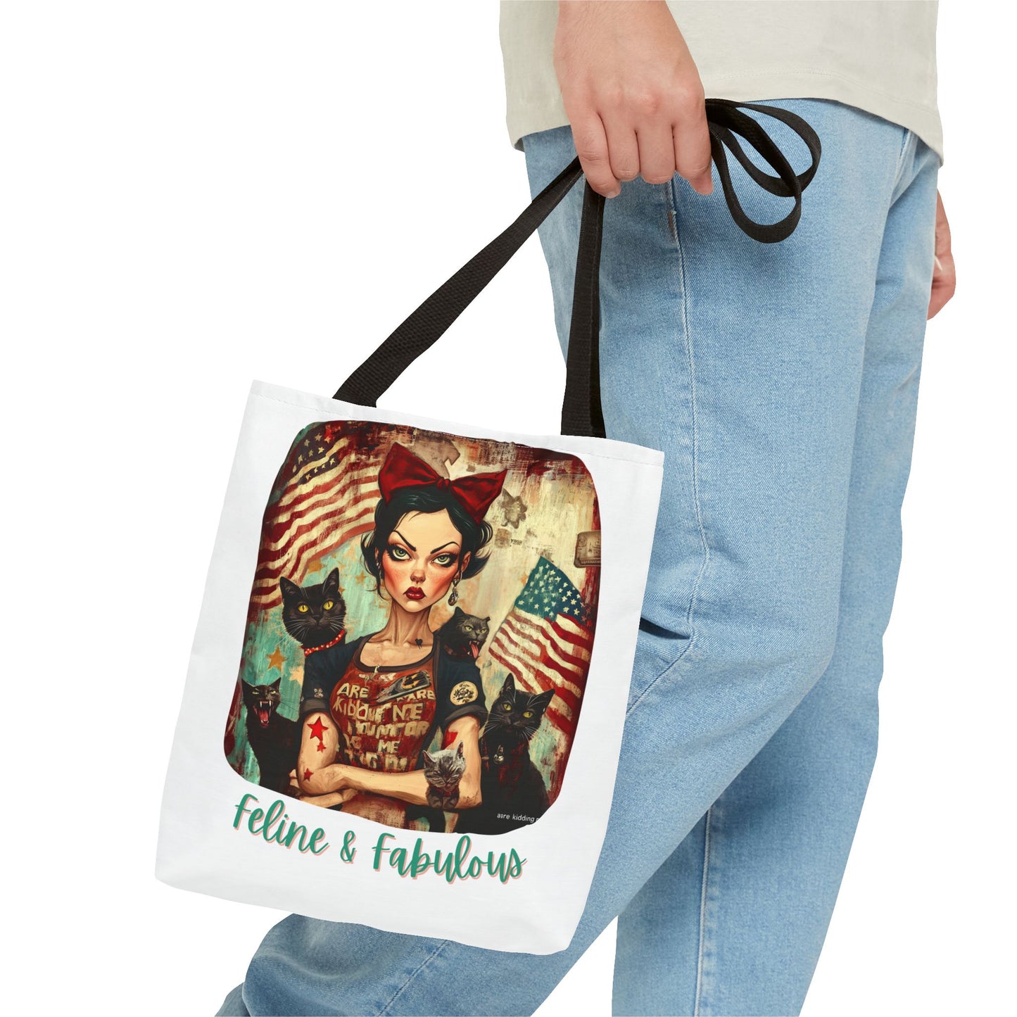 "Feline & Fabulous" Childless Cat Lady Bag -  Childless Cat Lady Tote Bag (AOP)