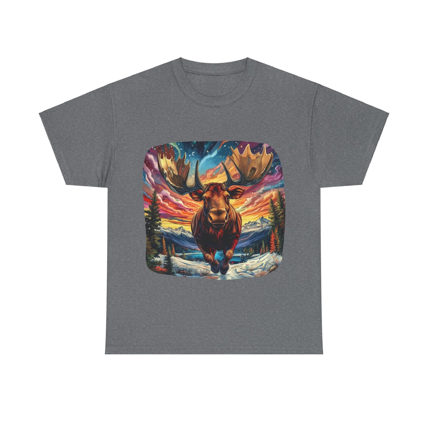 Romping Moose  - Vermont, Yukon, BC Moose - Moose Lover Unisex Heavy Cotton Tee T-Shirt
