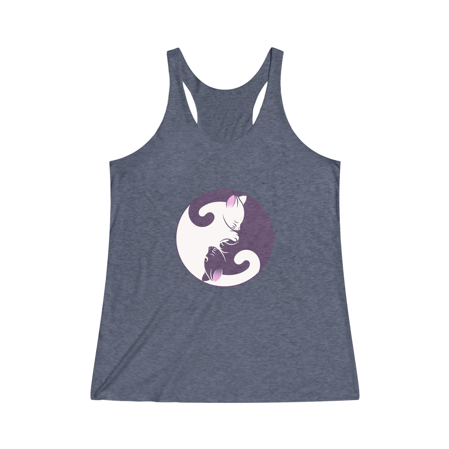 Yin Yang Cats, Sleeping Cats, Symbol Graphic Tee Shirt,  Women's Yoga Shirt, Athletic Racerback Tank Top Shirt