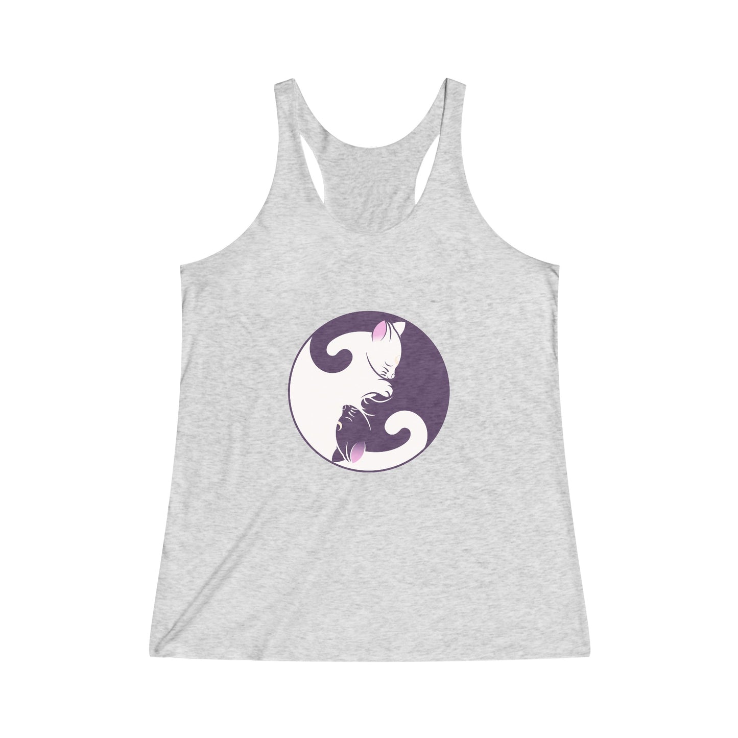 Yin Yang Cats, Sleeping Cats, Symbol Graphic Tee Shirt,  Women's Yoga Shirt, Athletic Racerback Tank Top Shirt