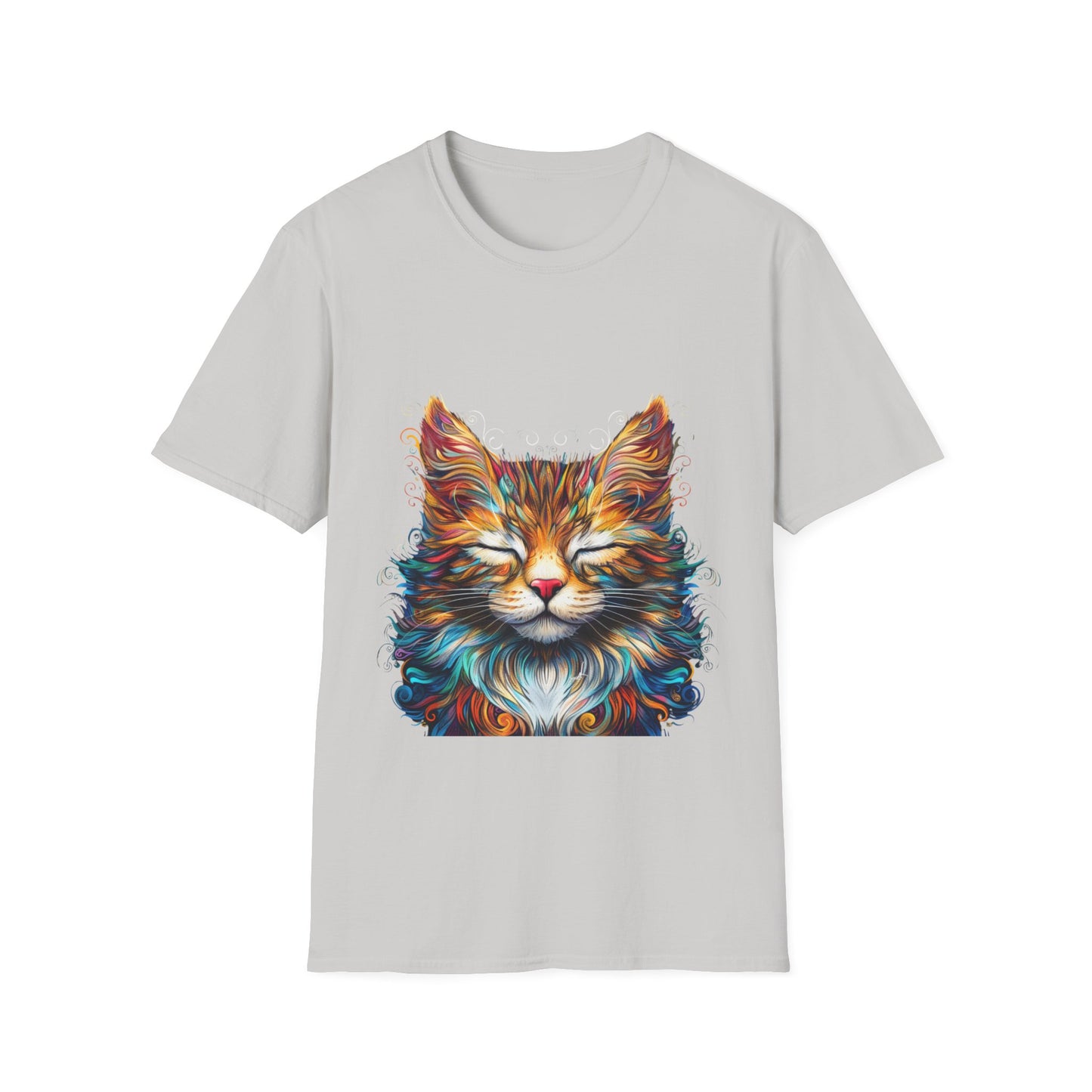 Chill Vibe Meditating Cat Shirt, Cat Lover's Graphic Tee Graphic Unisex T- Shirt, T-Shirt Cat Lovers Gift  Softstyle T-Shirt Tee Teeshirt Stylized Cat