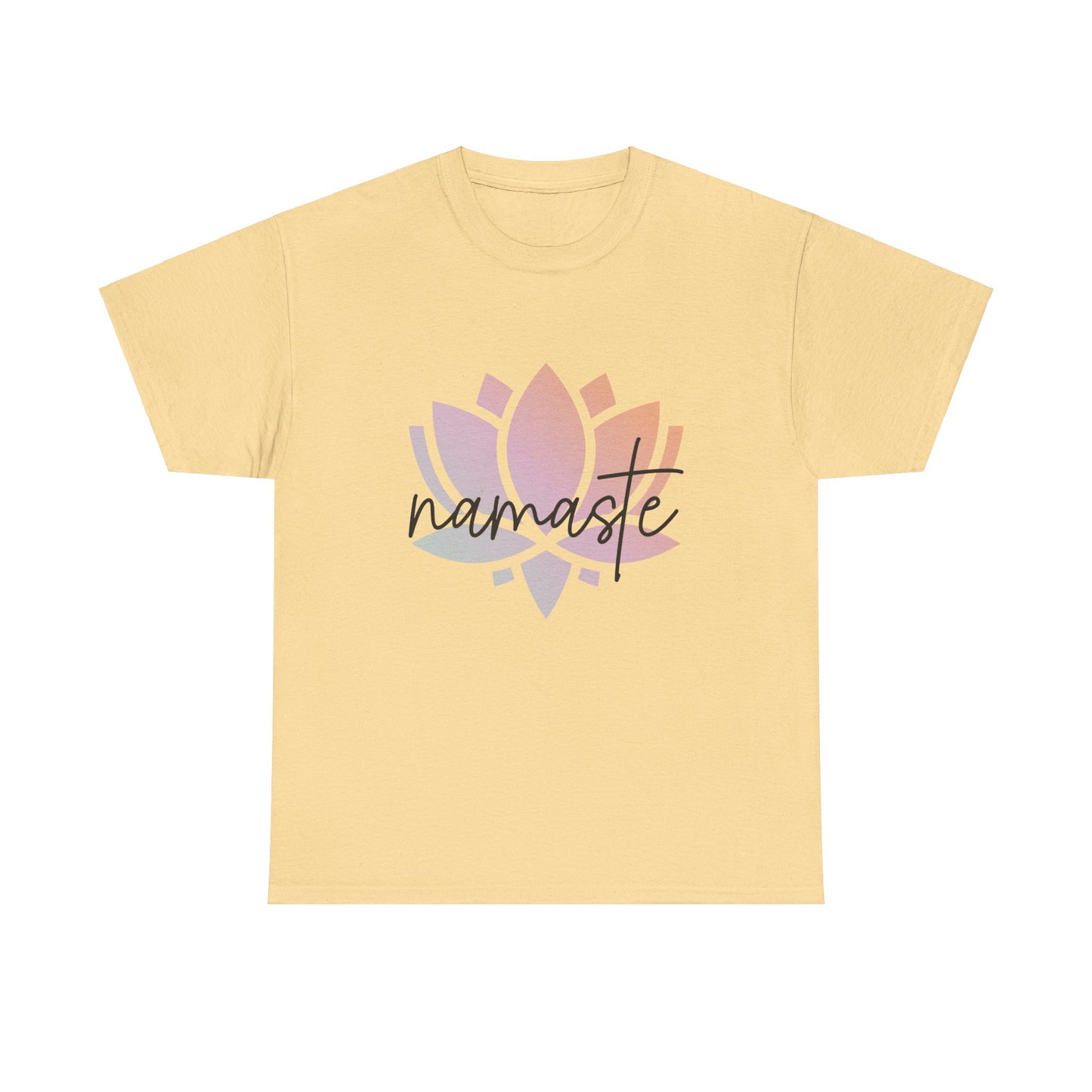 Namaste with Colorful Lotus Flower Tee shirt, Graphic Tees, Yoga Wear, Zen, Spiritual, Meditation Gifts Unisex Heavy Cotton  Graphic Tee T-Shirt