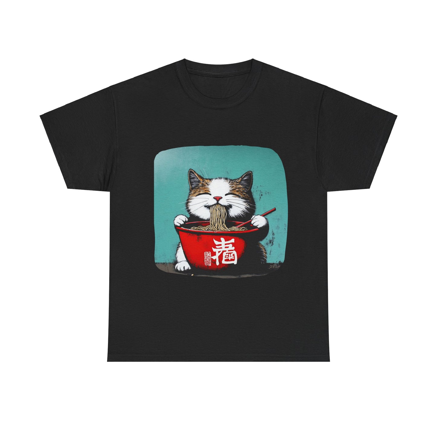 Ramen Cat, Cats and Ramen, Ramen Art Gift   -  Cute Cats Unisex Heavy Cotton Tee T-Shirt