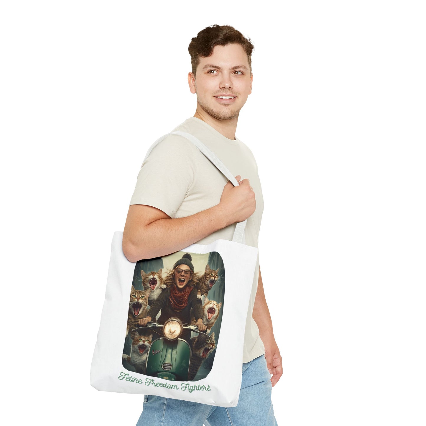 "Feline Freedom Fighters" Childless Cat Lady Tote Bag - Childless Cat Lady Tote Bag (AOP)