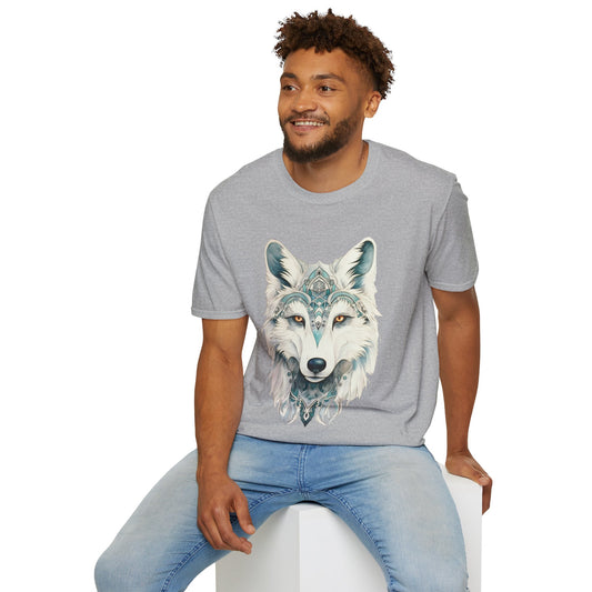 Snow Wolf, White Wolf Shirt, Lone Wolf Gift  Unisex Tee Shirt, T-Shirt Wolf Totem Spirit Medicine Softstyle T-Shirt Tee Teeshirt