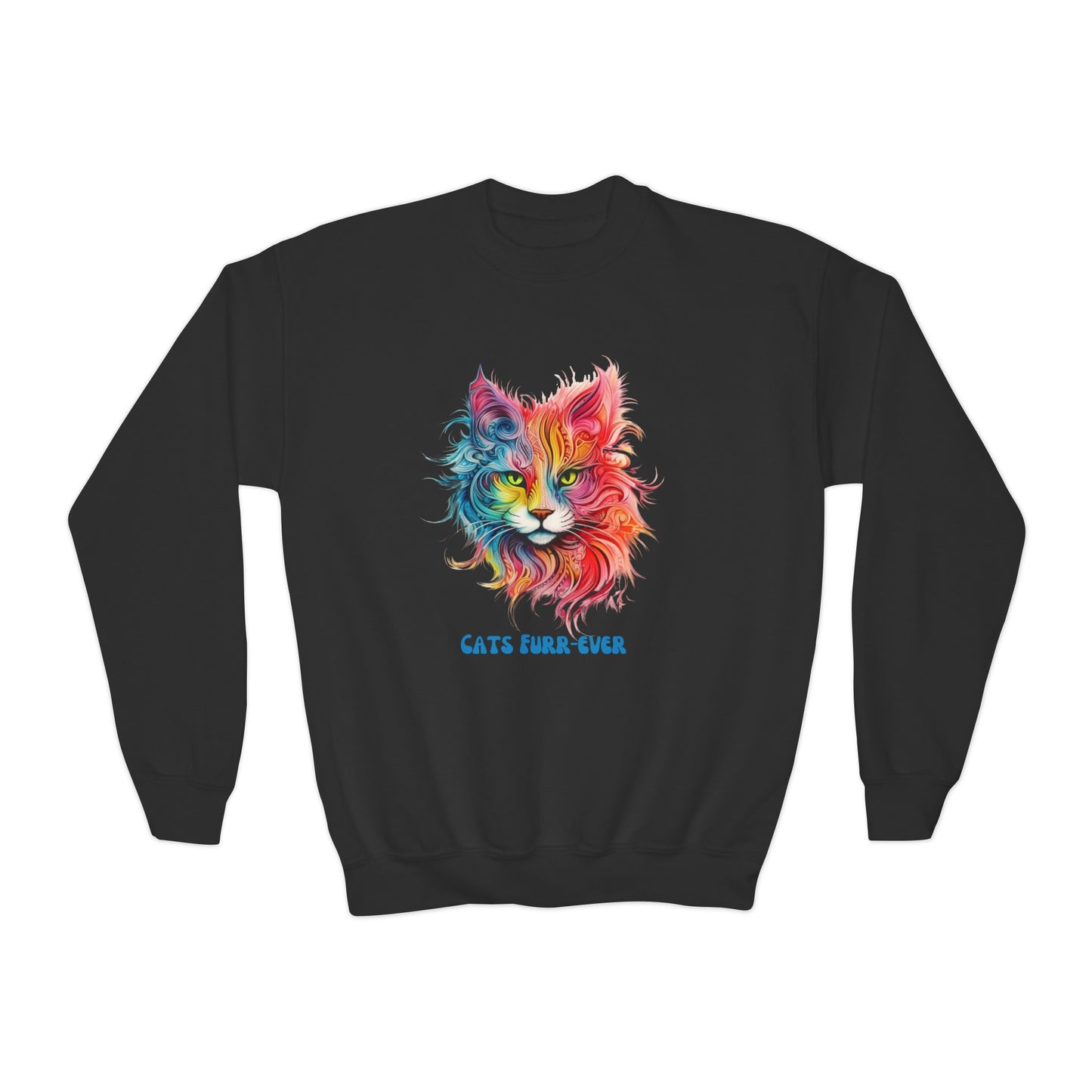 Cats Furr-Ever. Kids Cat Lovers, Kids, Girls, Boys Youth Crewneck Sweatshirt Magic  Fluffy Cat for Kids