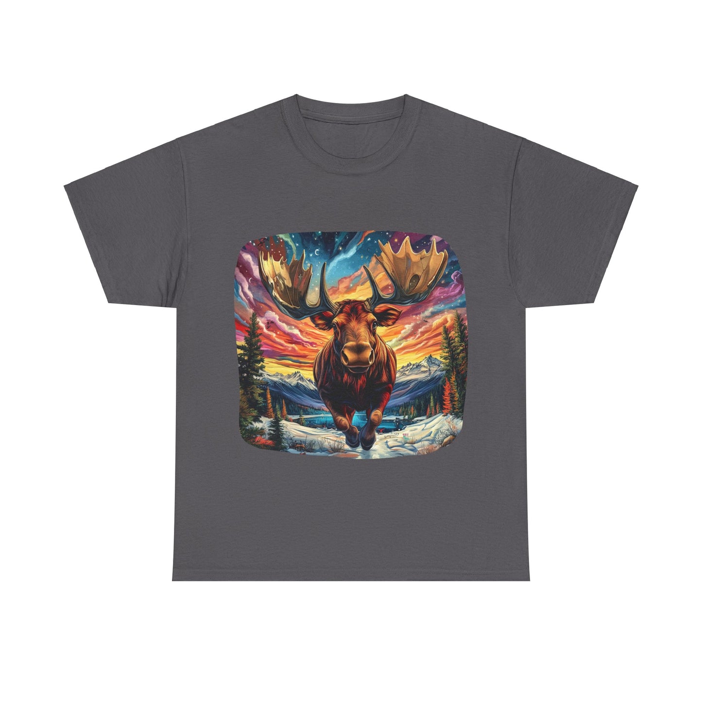 Romping Moose  - Vermont, Yukon, BC Moose - Moose Lover Unisex Heavy Cotton Tee T-Shirt