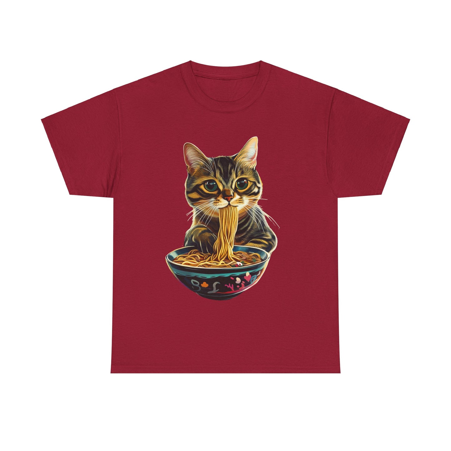 Ramen Cat (Ver 3) Cats and Ramen, Ramen Art Gift   -  Cute Cats Unisex Heavy Cotton Tee T-Shirt