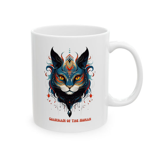 Guardian of the Human Cat Mug, Christmas Gift  Mug, Cat Lover Cat Enthusiast Printed Ceramic Mug 11oz