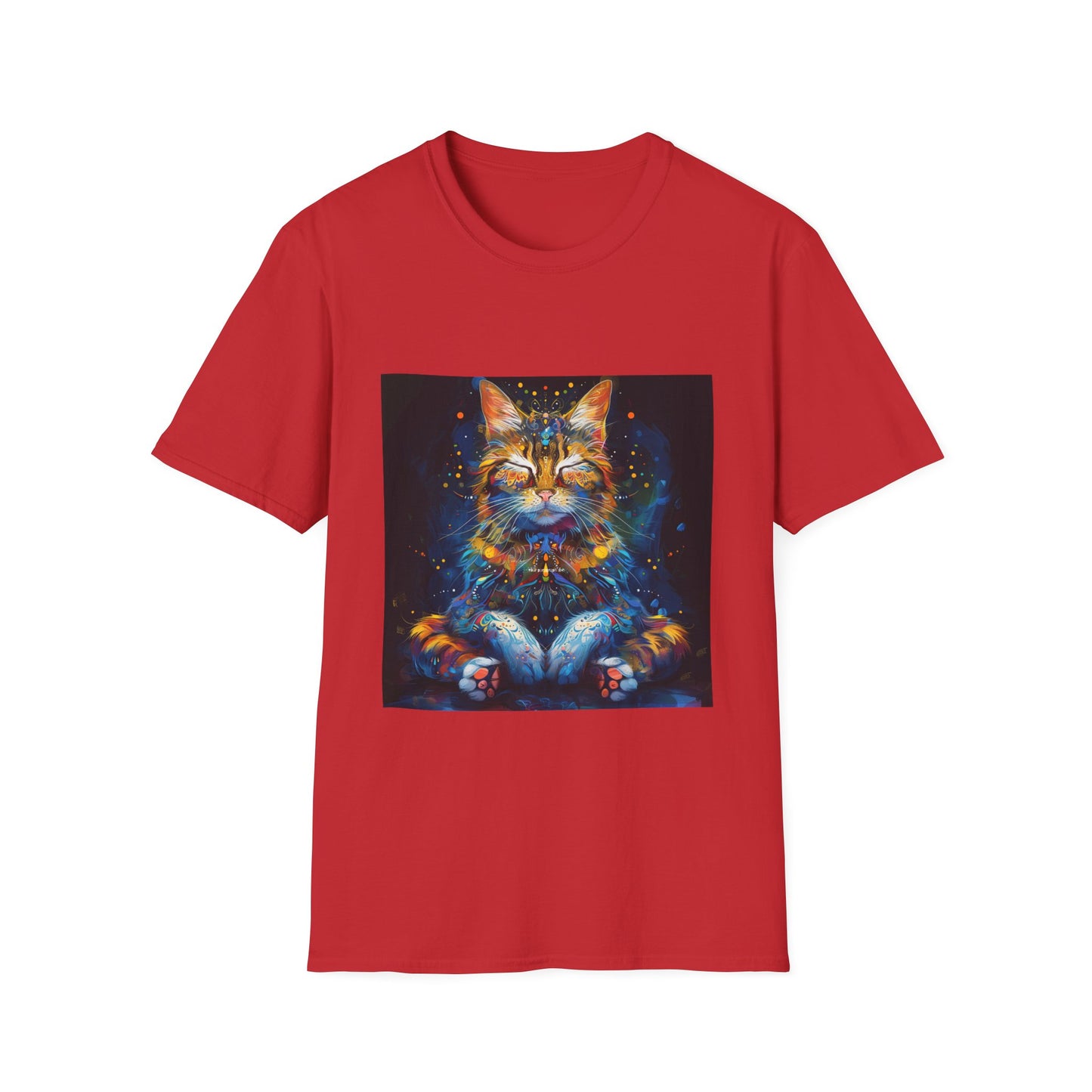 Meditating Cat Graphic Yoga Shirt, Cat Lover's Graphic Tee Graphic Unisex T- Shirt, T-Shirt Cat Lovers Gift  Softstyle T-Shirt Tee Teeshirt Stylized Cat