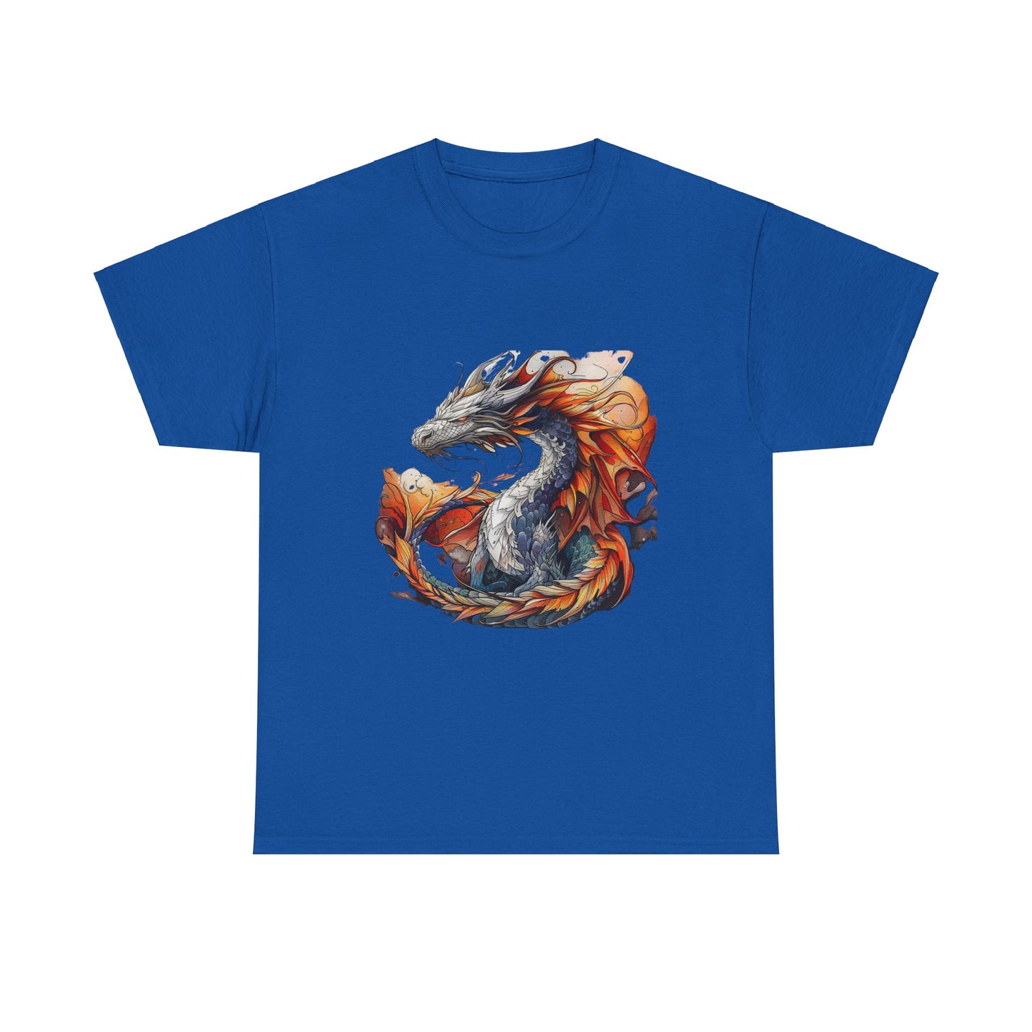 Orange Ancient Dragons Graphic Tee - Dragons and Reptiles -  Dragon Lovers Unisex Heavy Cotton Tee T-Shirt