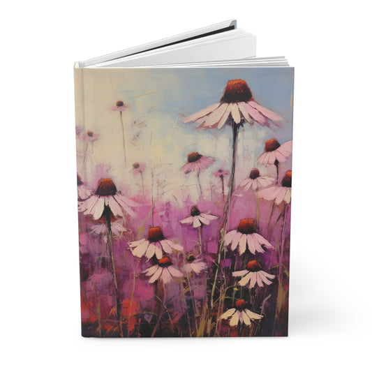 Flower Garden Notebook, Echinacea Purple Coneflower, Spring, Herb Garden Lovers Gift Hardcover Journal Matte Notebook Diary