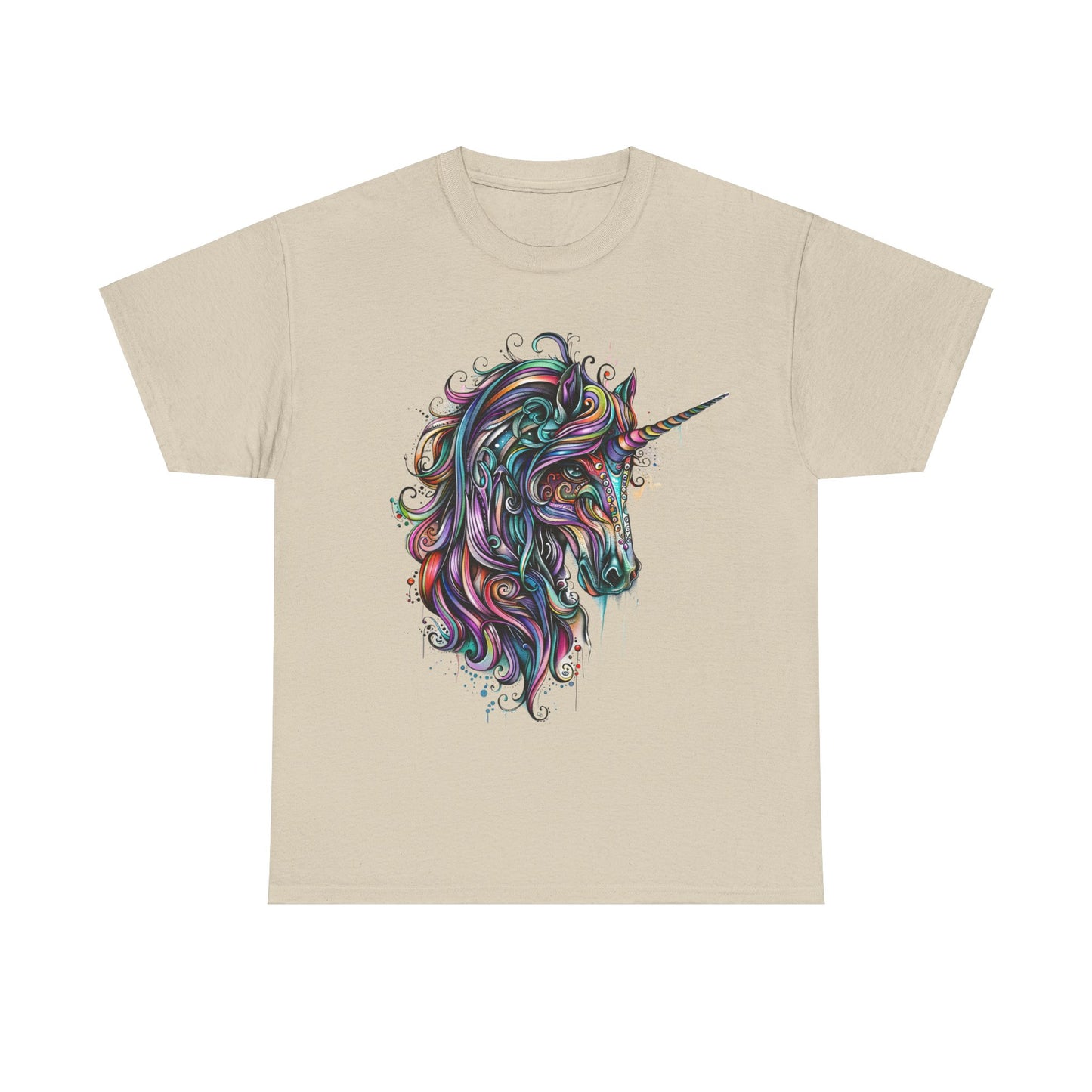 Dark Carousel Unicorn Head - Unicorn Lovers Graphic Tee Unisex Heavy Cotton Tee T-Shirt