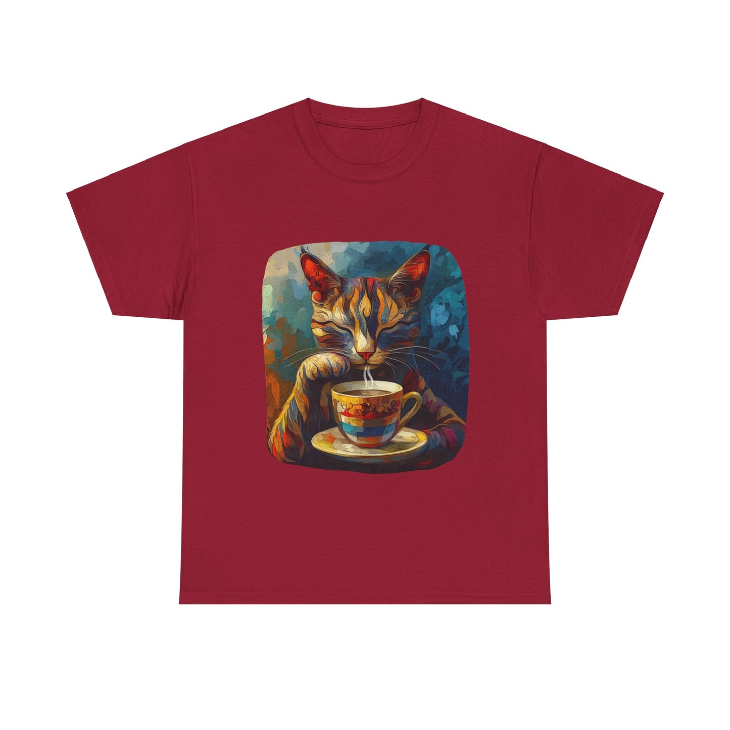 Coffee Cat - Cats and Coffee , Tea Shirt - T-shirt Coffee Lover   - Cat Lover Unisex Heavy Cotton Tee T-Shirt