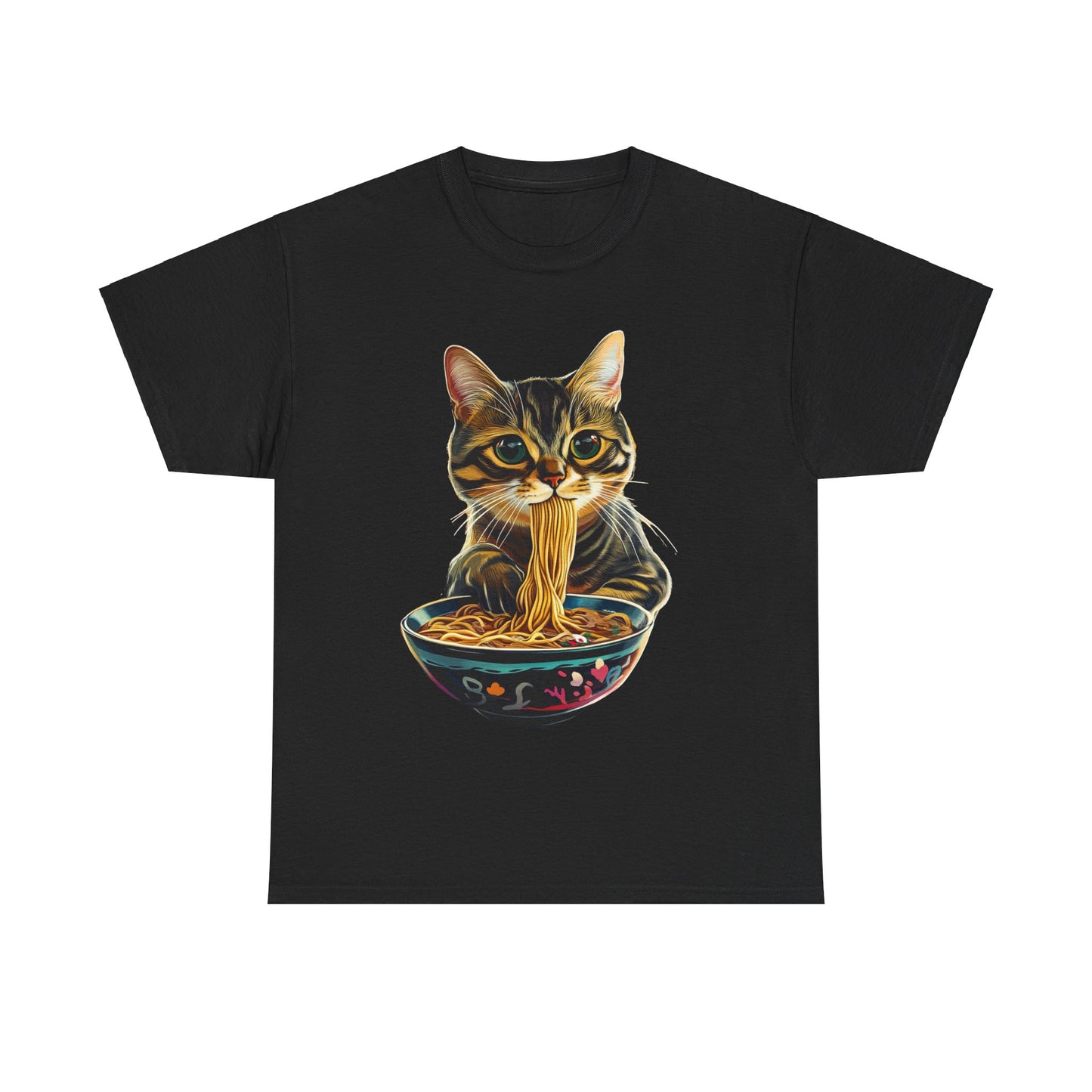 Ramen Cat (Ver 3) Cats and Ramen, Ramen Art Gift   -  Cute Cats Unisex Heavy Cotton Tee T-Shirt