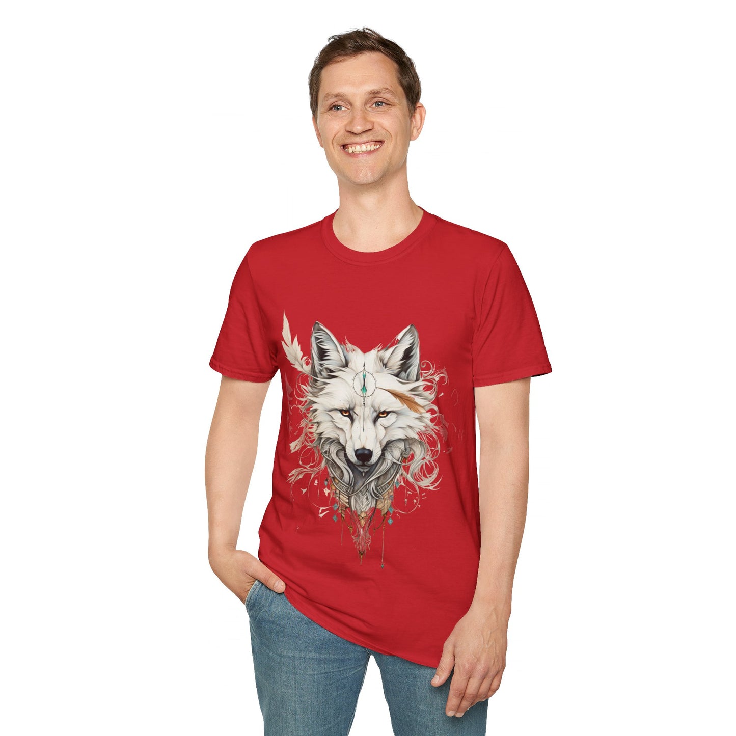 White Snow Fox Shirt, Fox Lover's Gift,  Unisex Tee Shirt, T-Shirt Fox Totem Spirit Medicine Softstyle T-Shirt Tee Teeshirt White Fox