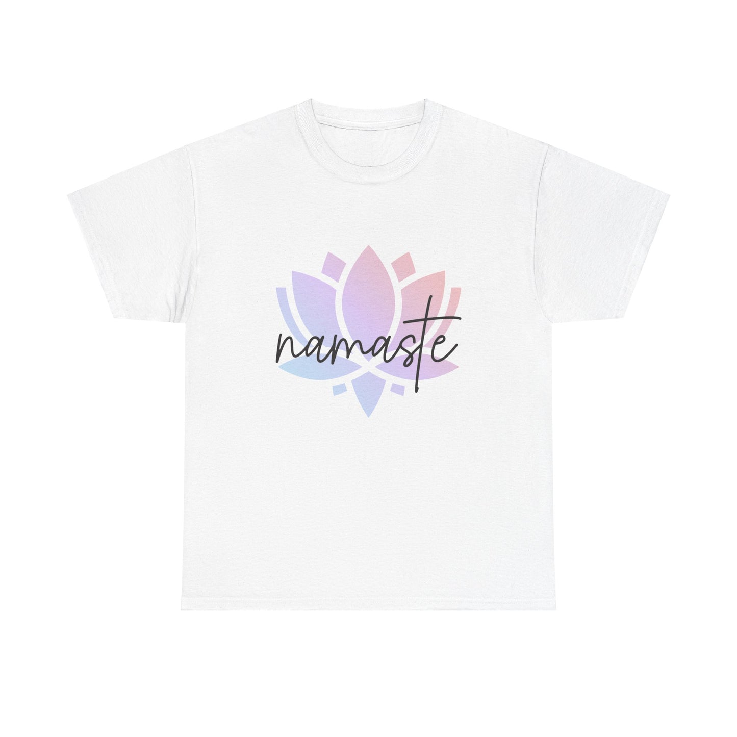 Namaste with Colorful Lotus Flower Tee shirt, Graphic Tees, Yoga Wear, Zen, Spiritual, Meditation Gifts Unisex Heavy Cotton  Graphic Tee T-Shirt