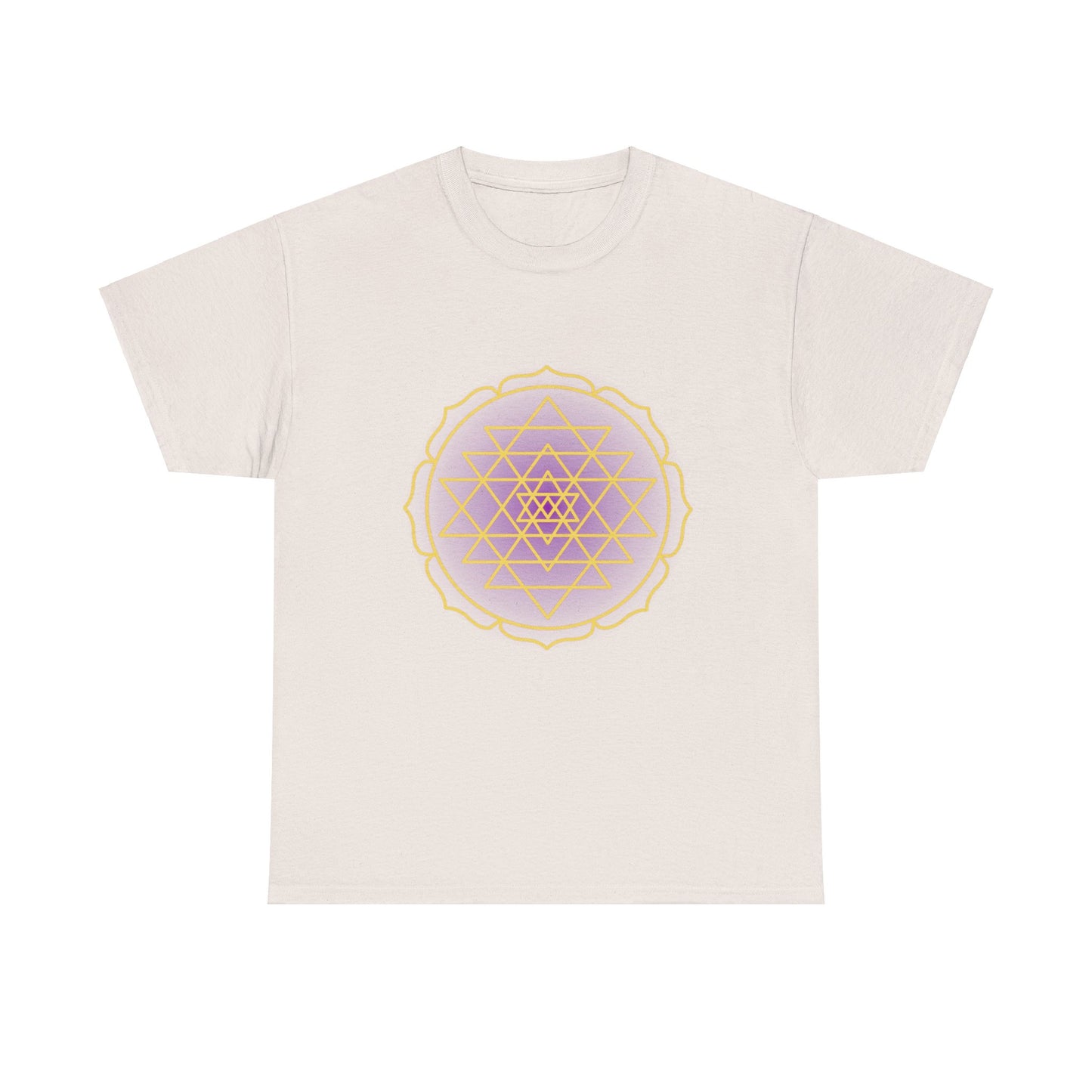 Sri Yantra, Purple Glow, Shree Yantra, Shri Chakra  Nava Chakra Shirt - Graphic Tee - Yoga, Zen, Hindu Gifts Unisex Heavy Cotton Graphic Tee T-Shirt