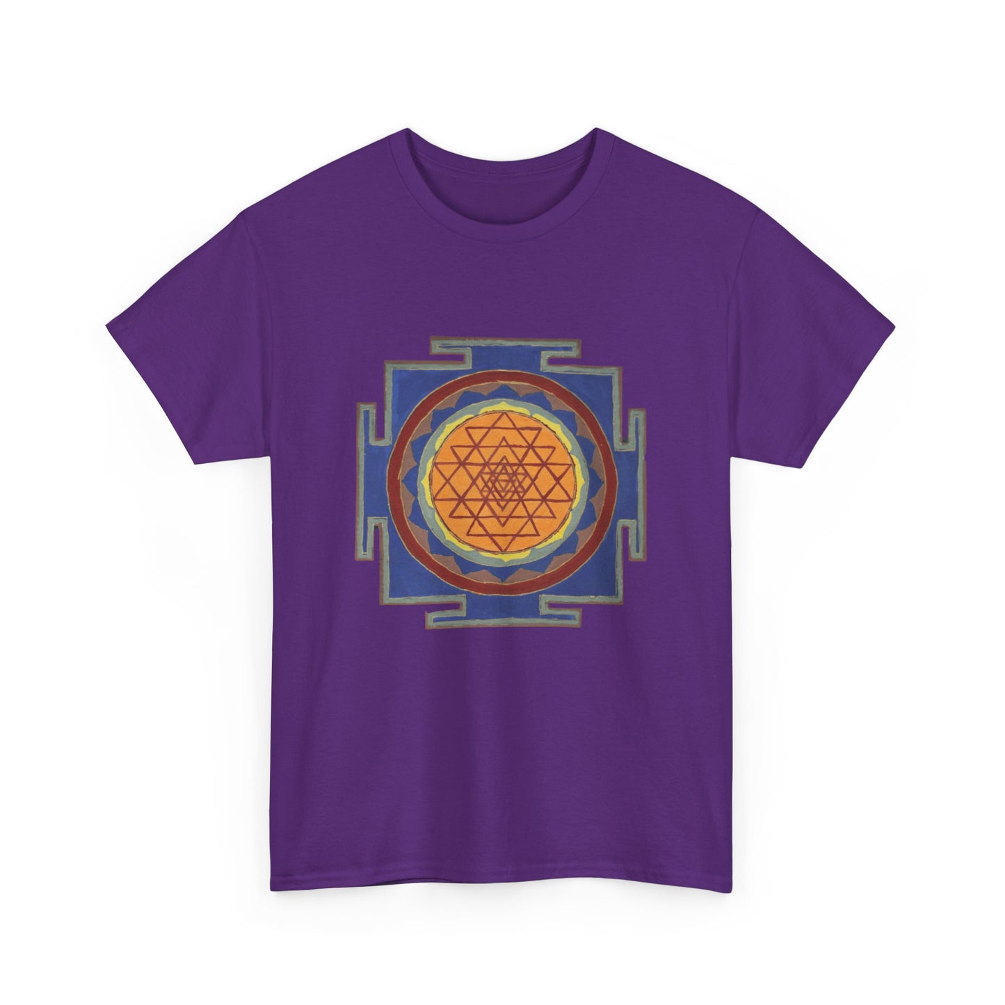 Antique Style Sacred Geometry, Sri Yantra Graphic Tee - Yoga, Zen, Meditation Gifts Heavy Cotton Graphic Tee T-Shirt