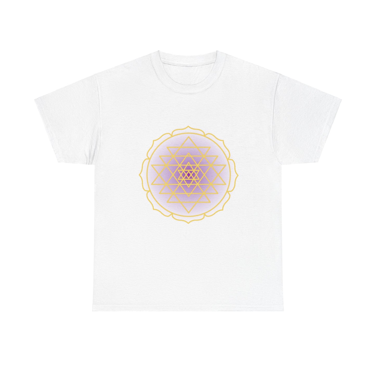 Sri Yantra, Purple Glow, Shree Yantra, Shri Chakra  Nava Chakra Shirt - Graphic Tee - Yoga, Zen, Hindu Gifts Unisex Heavy Cotton Graphic Tee T-Shirt