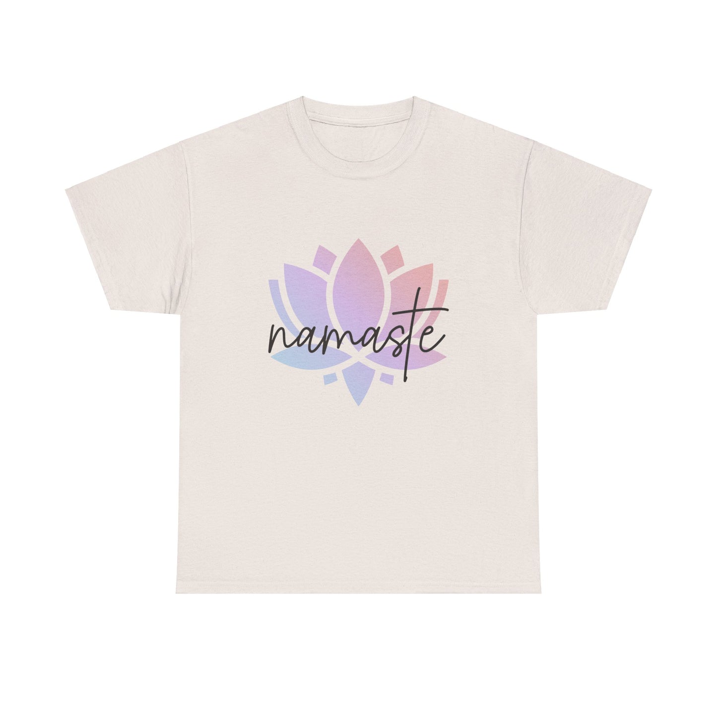 Namaste with Colorful Lotus Flower Tee shirt, Graphic Tees, Yoga Wear, Zen, Spiritual, Meditation Gifts Unisex Heavy Cotton  Graphic Tee T-Shirt