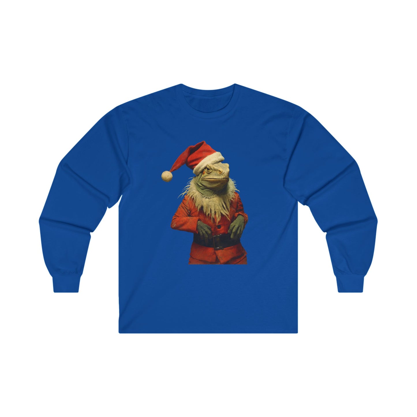 Iguana Christmas - Reptile Dragon in Christmas Santa Suit, Long Sleeve T-shirt Ultra Cotton Long Sleeve Tee t Gift Holiday Fun