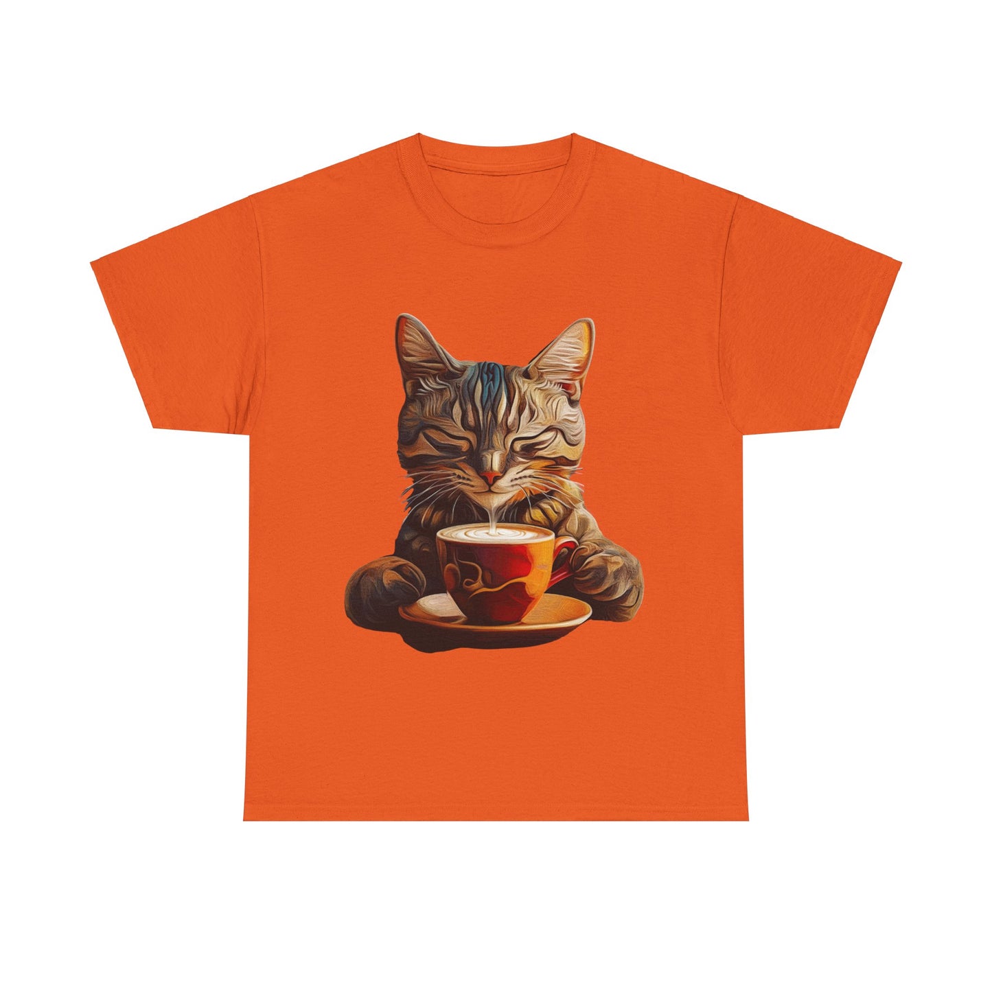 Coffee Cat - (V3)  Cats and Coffee , Tea Shirt - T-shirt Coffee Lover   - Cat Lover Unisex Heavy Cotton Tee T-Shirt