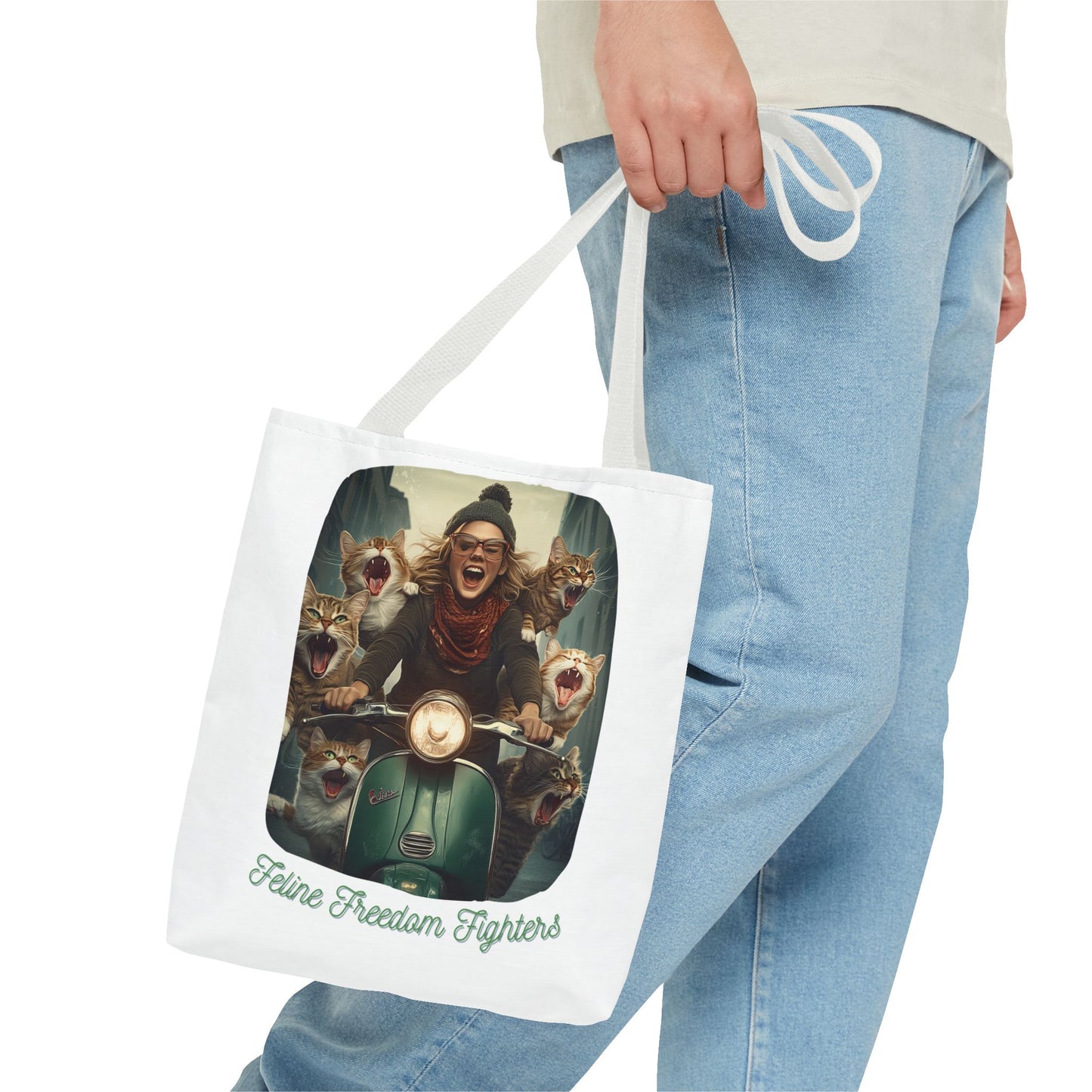 "Feline Freedom Fighters" Childless Cat Lady Tote Bag - Childless Cat Lady Tote Bag (AOP)