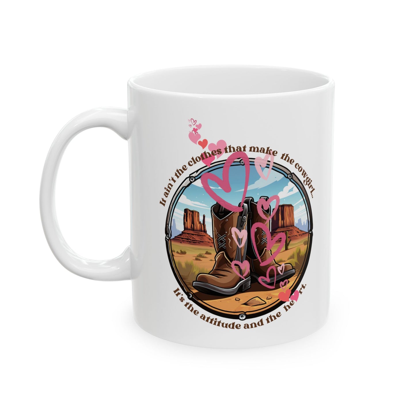 Cowgirl, Southern Heart Gift, Southwest Cowgirl Attitude Gift  Mug, Printed Art, Christmas Ceramic Mug 11oz Colorful rodeo gift